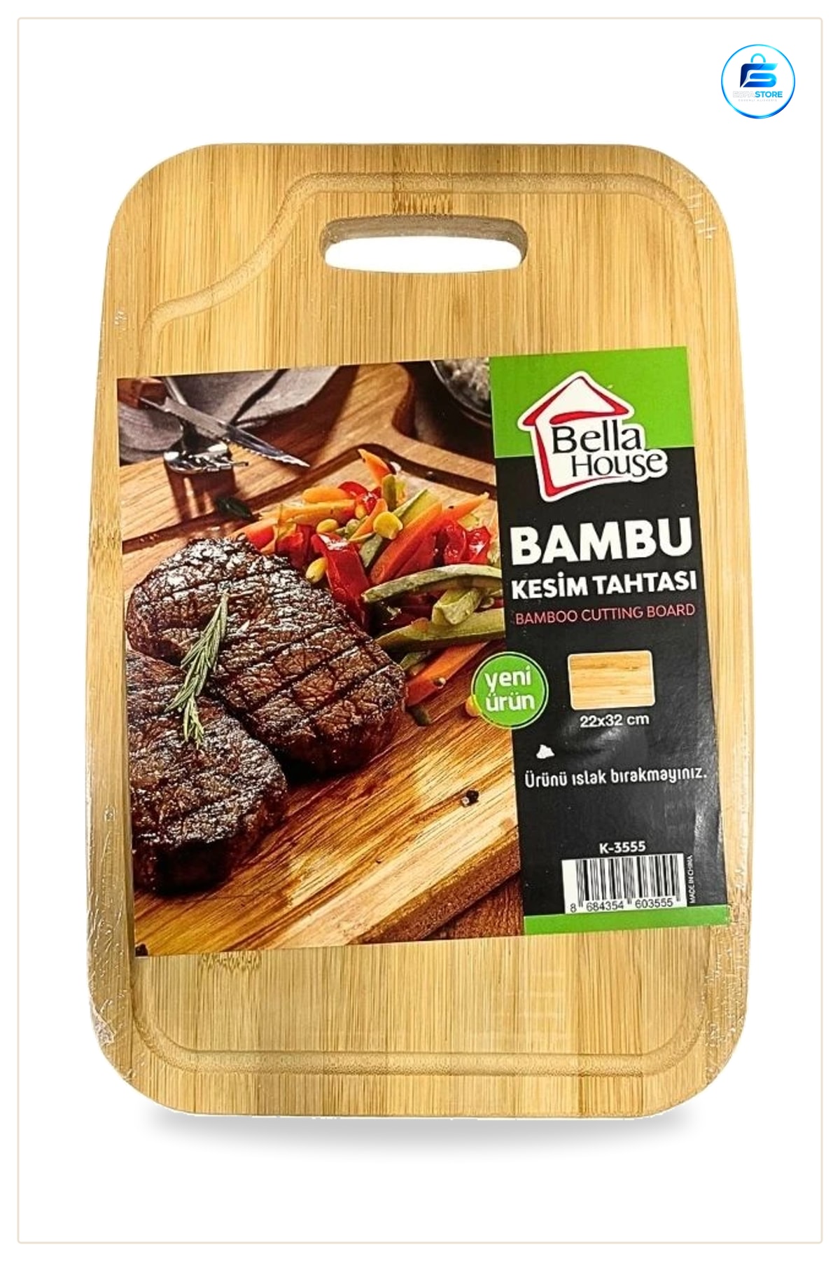 Bambu Kesim Panosu 22x32 cm Lüks Mutfak Yemek Hazırlık Tahtası Ev Kullanımı Sofra Servis