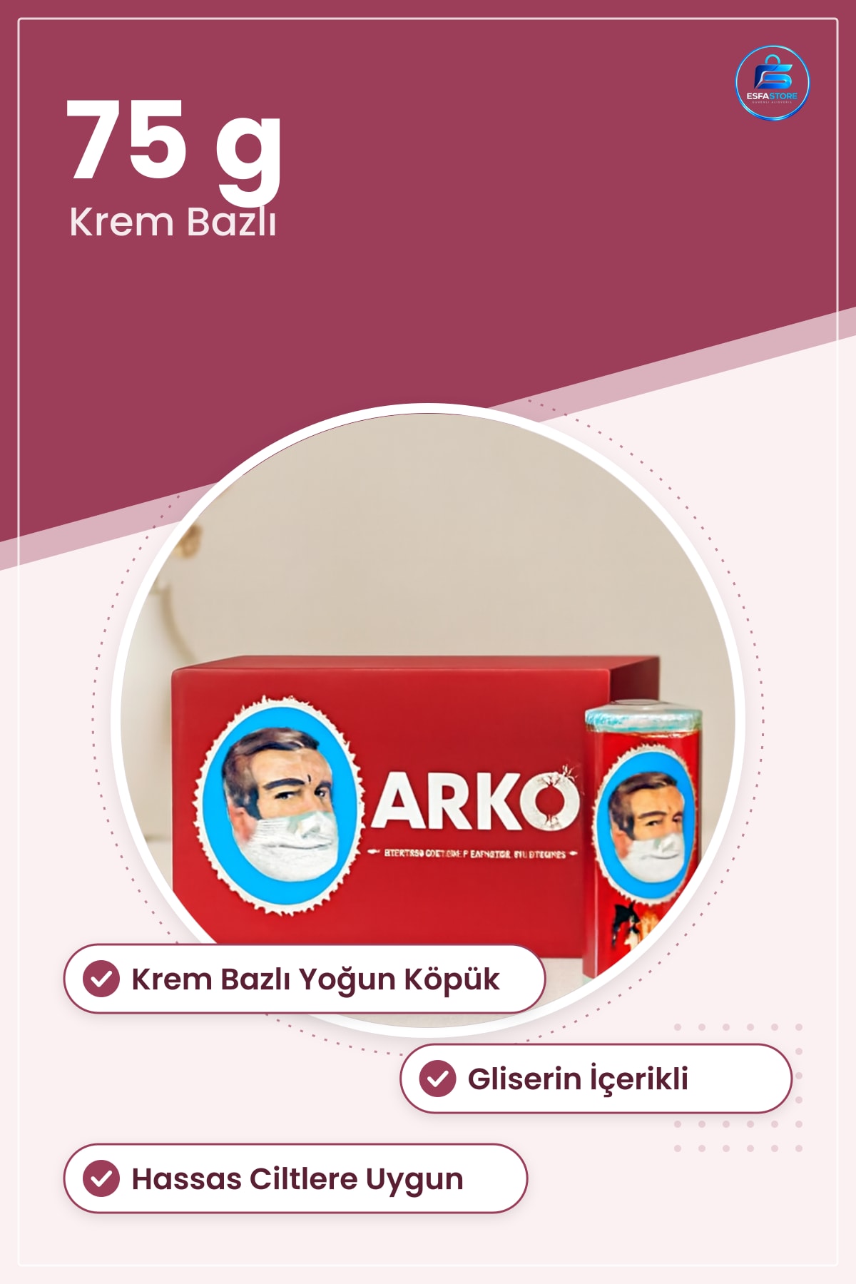 Tıraş Sabunu Krem Bazı 75 g Berber Tipi Köpük Nemlendirici Gliserinli Kişisel Bakım Ürünü