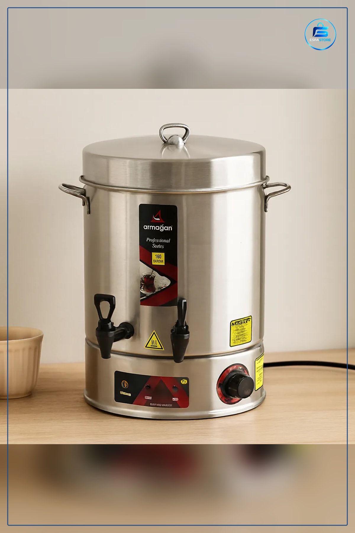 Elektrikli Çay Otomatı 16 L 2000W Bardak Çift Musluk Paslanmaz Çelik Ticari Servis Makinesi