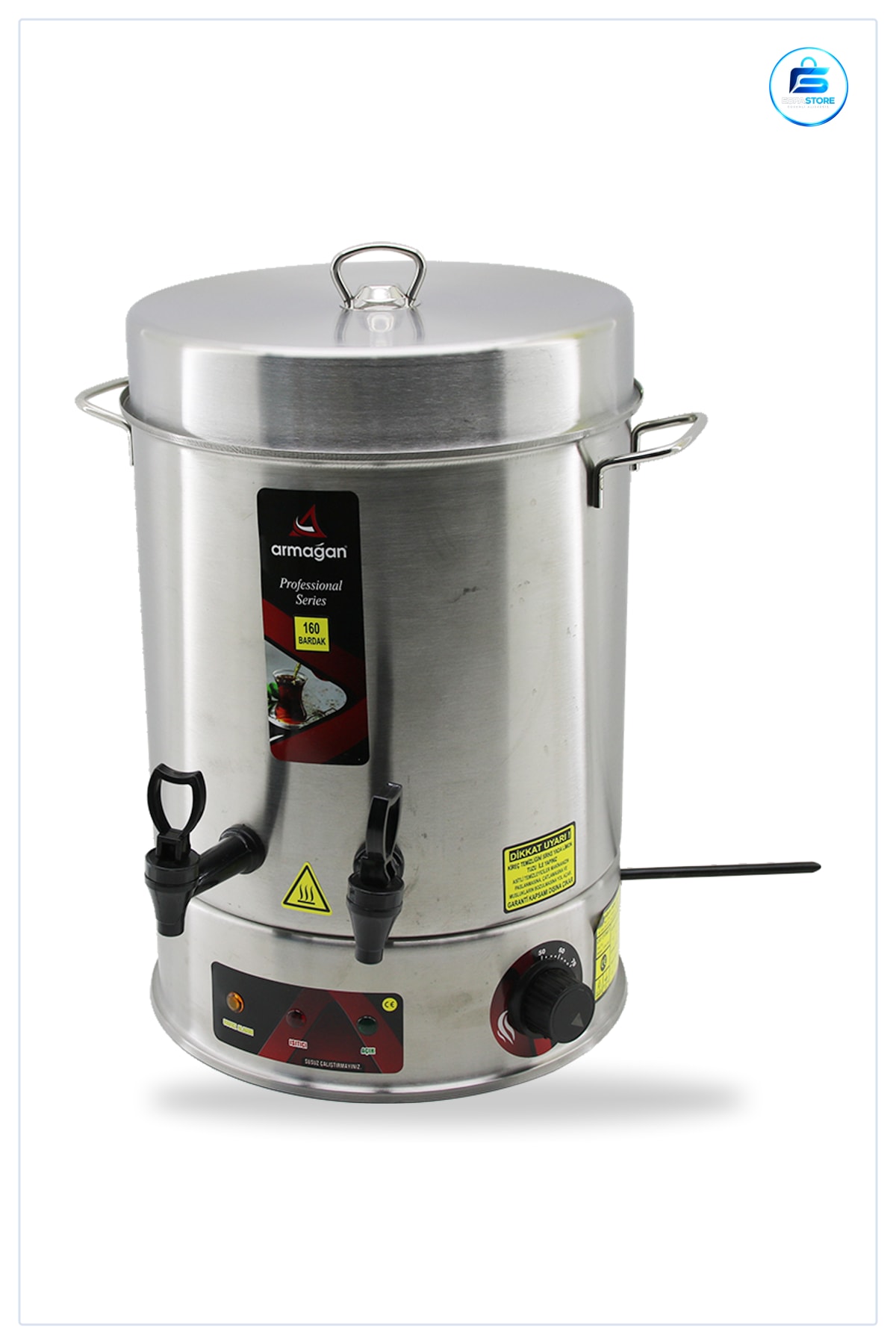 Elektrikli Çay Otomatı 16 L 2000W Bardak Çift Musluk Paslanmaz Çelik Ticari Servis Makinesi