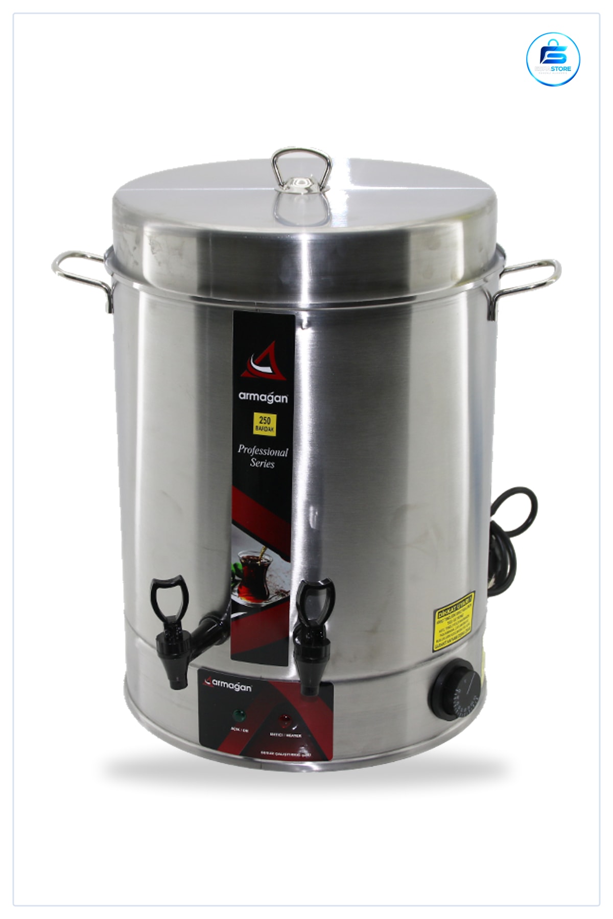 Çay Otomatı Bardak Elektrikli Çift Musluklu 5000W Paslanmaz Çelik Toplu Servisi Kafe Lokanta Büfe