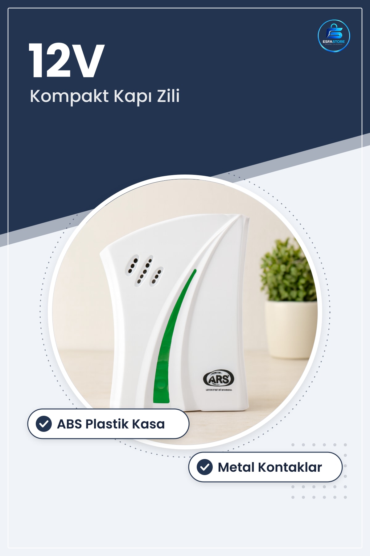 Elektronik Kapı Zili 12V Kompakt ABS Gövdeli Metal Kontaklı Ev Apartman Ofis İş Yeri Uyumlu