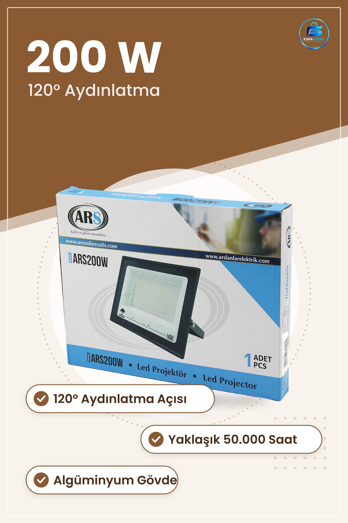 LED Projektör 200W ° Geniş Alan Aydınlatma Armatürü Dış Mekan Bahçe Garaj Fabrika Depo