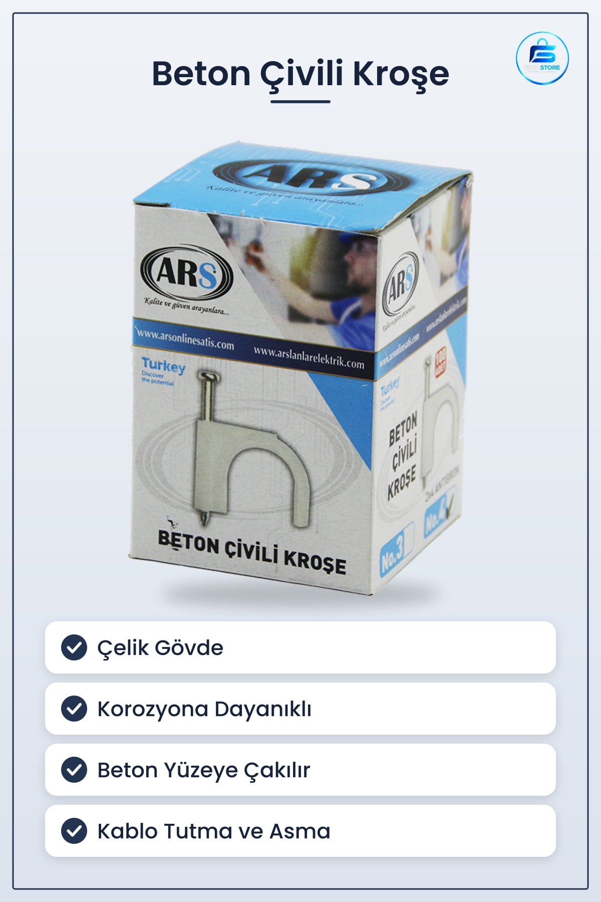 Beton Çivili Kroşe Çelik Korozyona Dayanıklı Kaplama Kablo Tutucu Dekoratif Asma Sabitleme