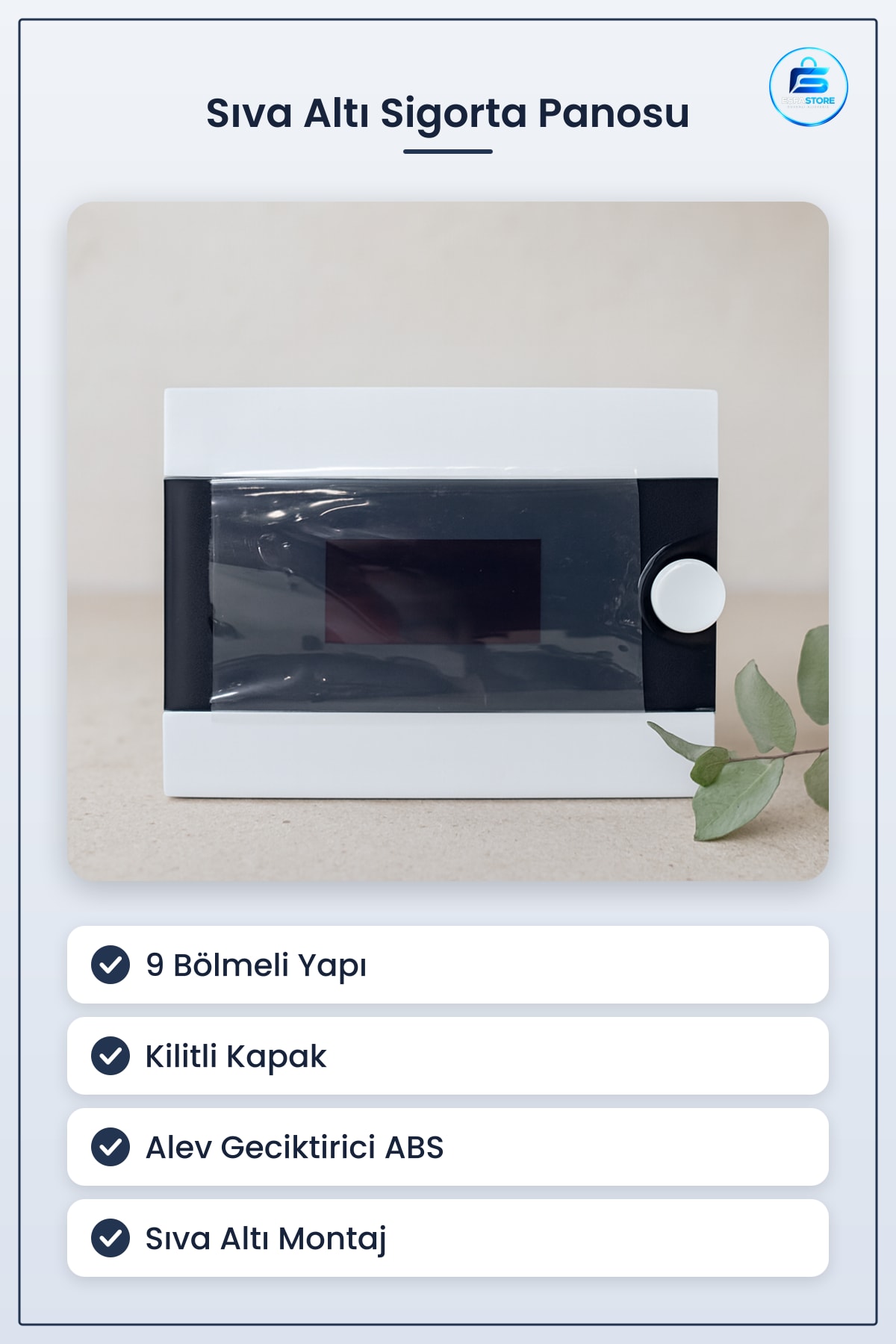Buat Kutusu Kilitli Sıva Altı Sigorta Panosu 9 Bölmeli Alev Geciktirici ABS Elektrik Tesisat