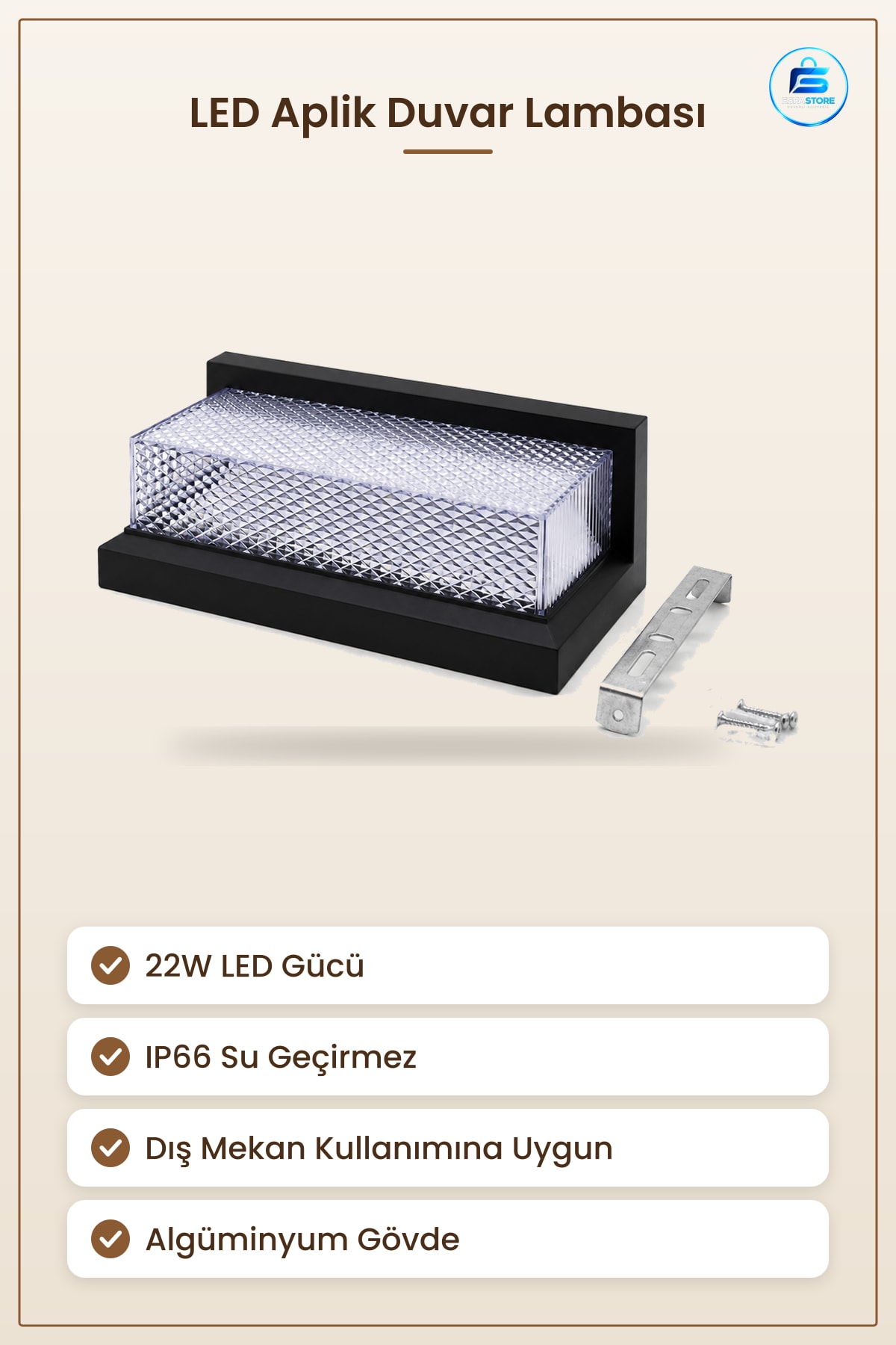 LED Aplik Duvar Lambası 22W IP66 Su Geçirmez Dış Mekan Bahçe Balkon Giriş Algüminyum Gövde. Saat