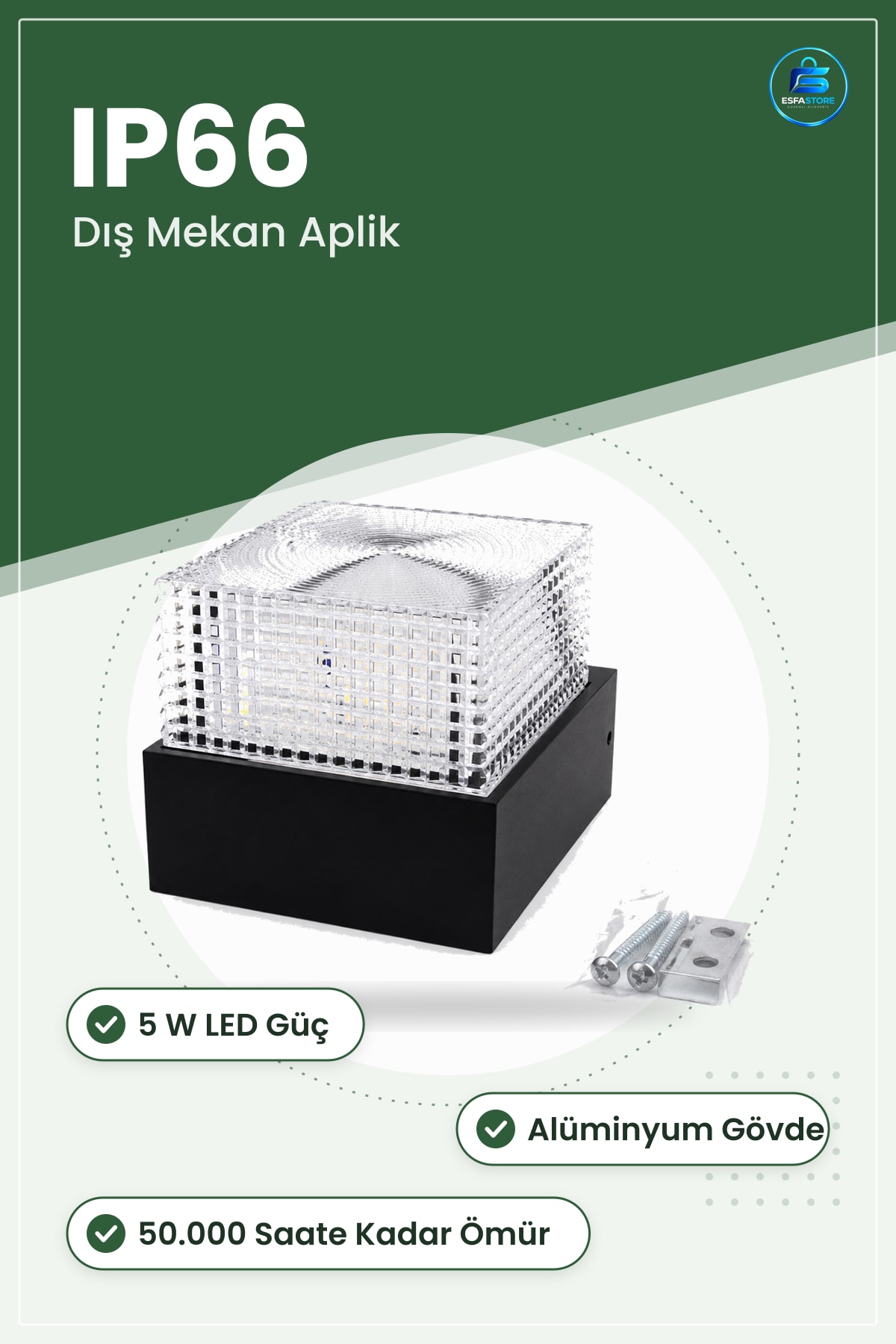 Dış Mekan LED Aplik Duvar Lambası 5 W IP66 Saat Algın Bahçe Cephe Giriş Balkon Teras Aydınlatma