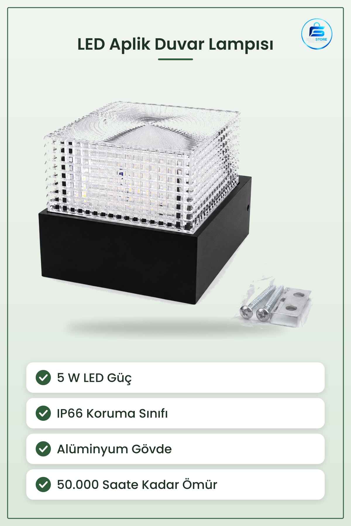 Dış Mekan LED Aplik Duvar Lambası 5 W IP66 Saat Algın Bahçe Cephe Giriş Balkon Teras Aydınlatma
