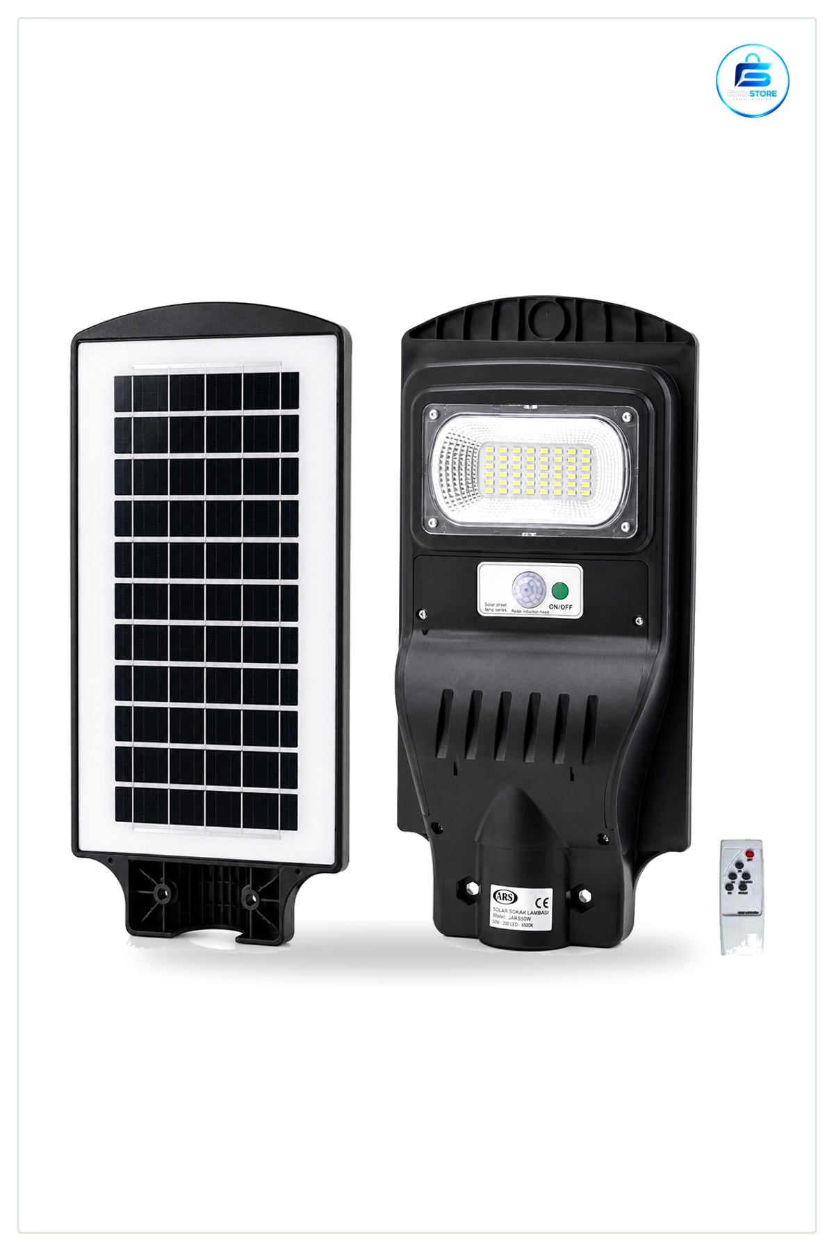 Güneş Enerjili Sokak Lambası 100W 6500K Hareket Sensörlü Kumandalı Bahçe Aydınlatması LED Dış Mekan