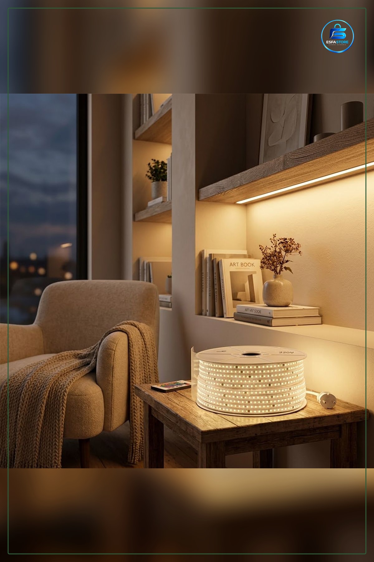 Dış Mekan Şerit Işık 220V 120 LED 100 m Günışık 3000K Bahçe Teras Aydınlatması Kaplamalı