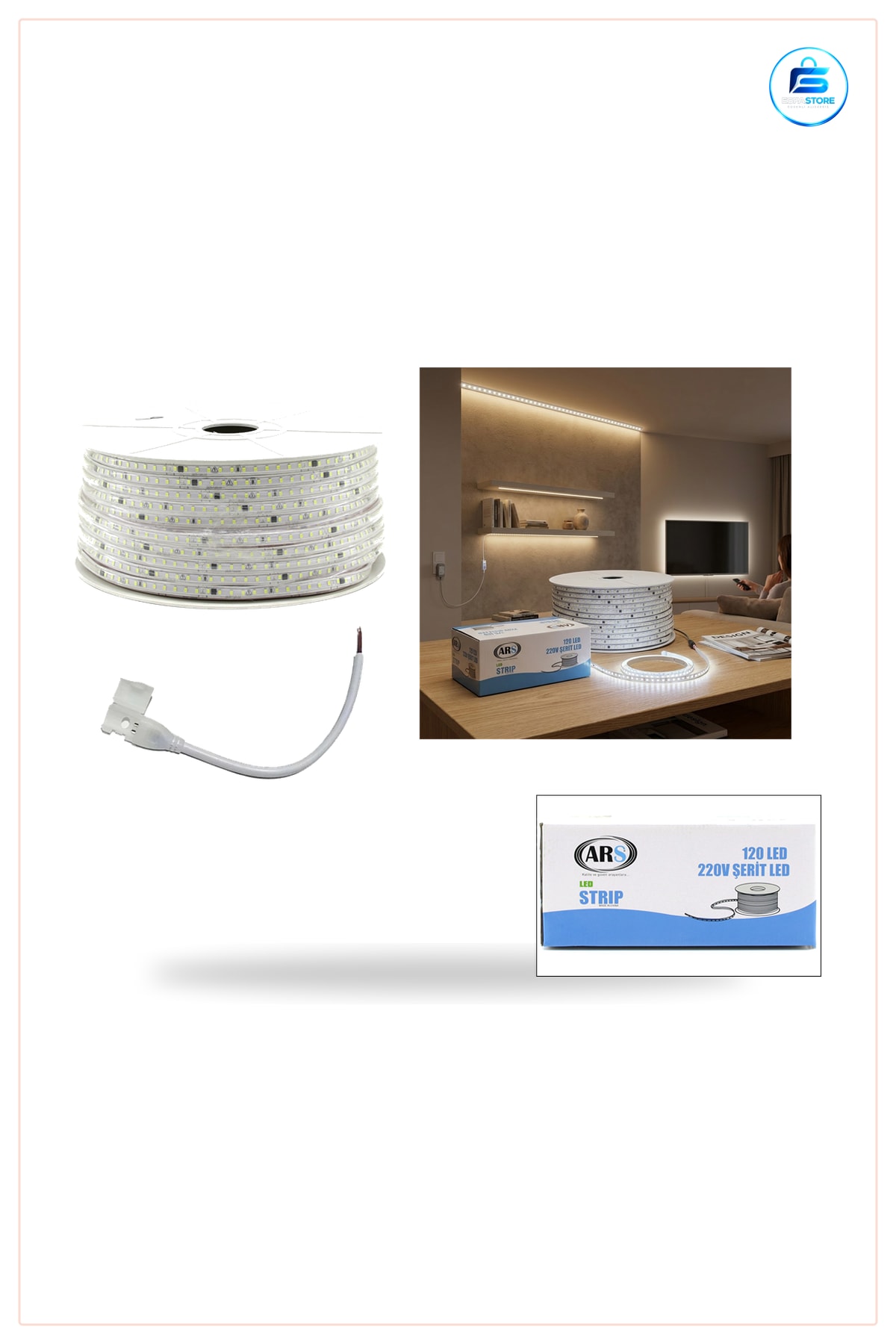 LED Şerit 100 m 220V Dış Mekan Silikon Kaplı 6500K Beyaz 120 LED/m Bahçe Cephe Aydınlatma