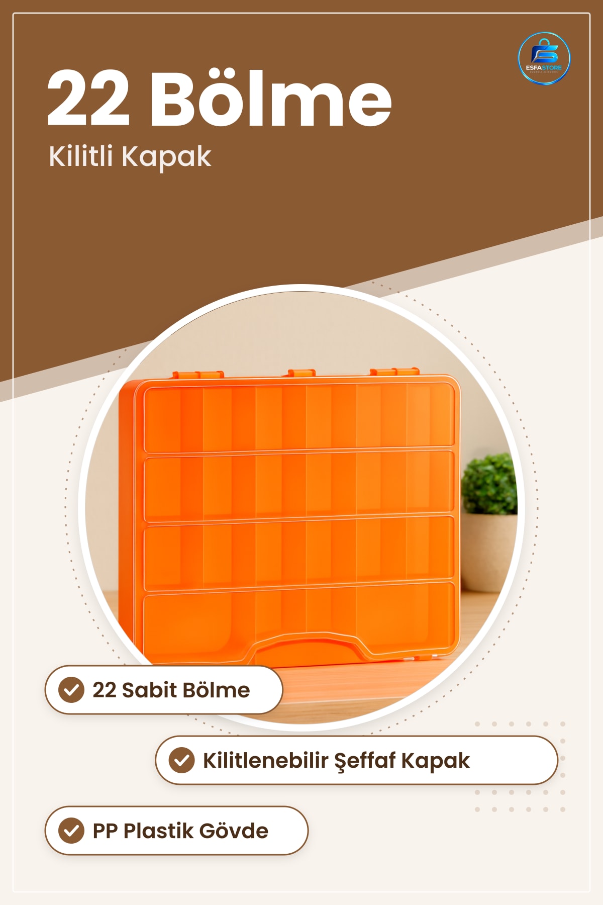 Saklama Kutusu 22 Bölmeli Organizer Kilitli Şeffaf Kapak Küçük Parça Düzenleyici Plastik