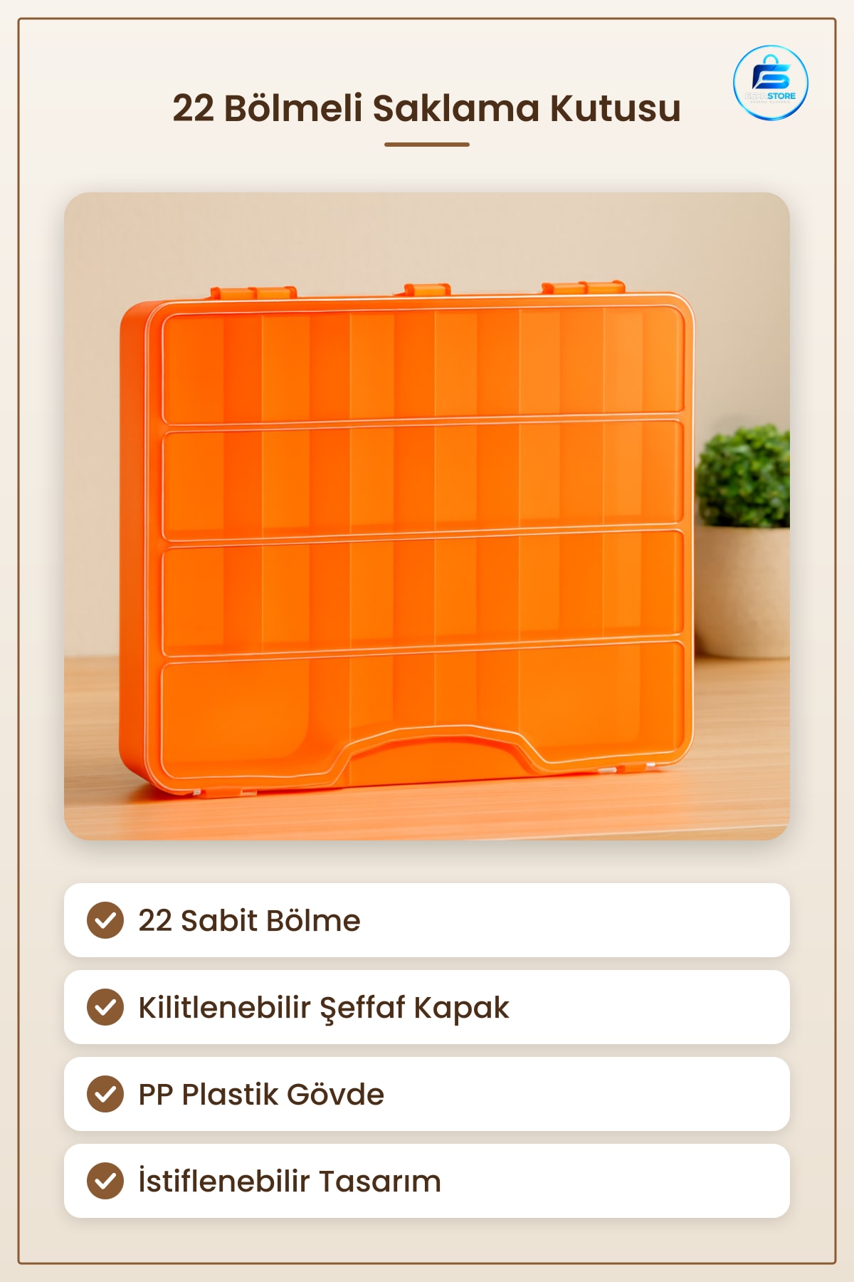 Saklama Kutusu 22 Bölmeli Organizer Kilitli Şeffaf Kapak Küçük Parça Düzenleyici Plastik