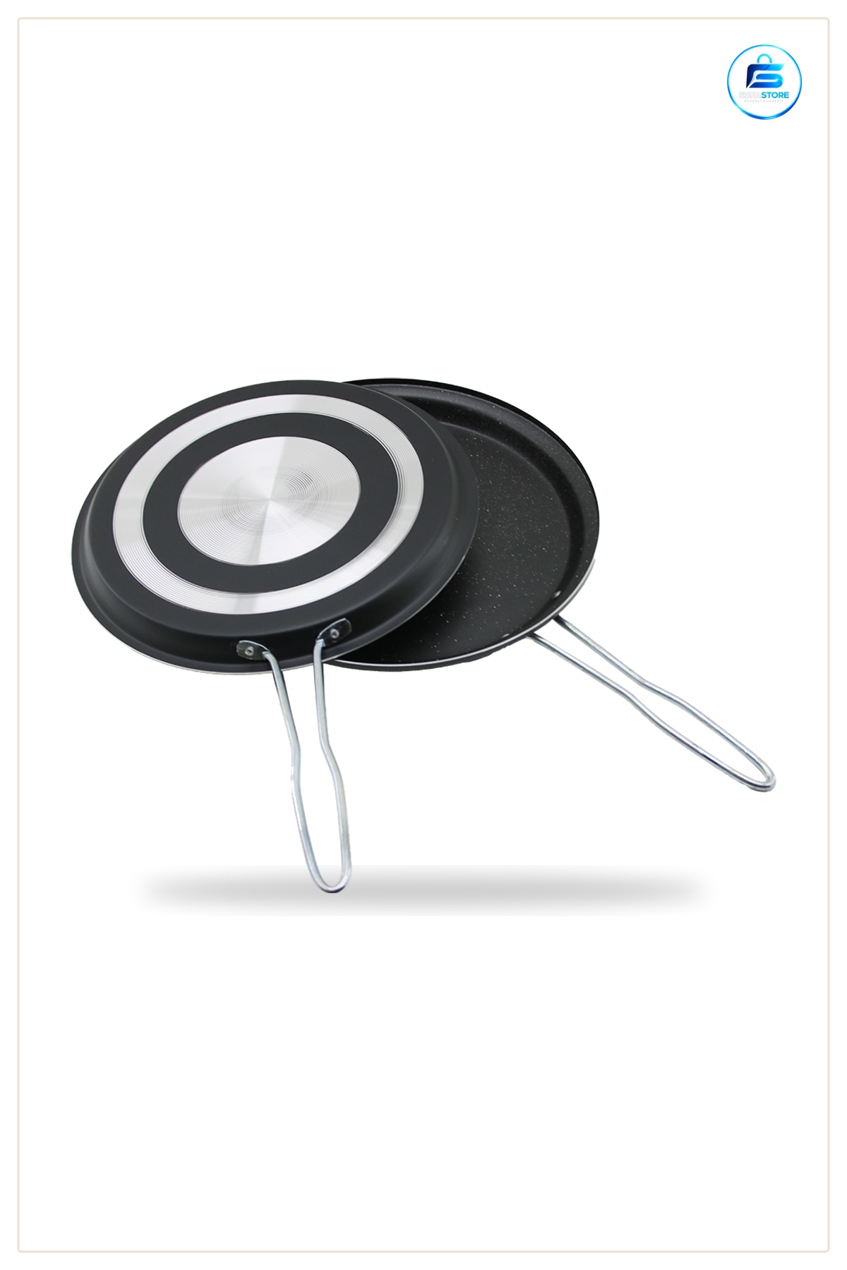 Tava 32 cm Teflon Yapışmaz İkili Set Katlanılabilir Saplı Mutfak Pişirme Balık Omlet