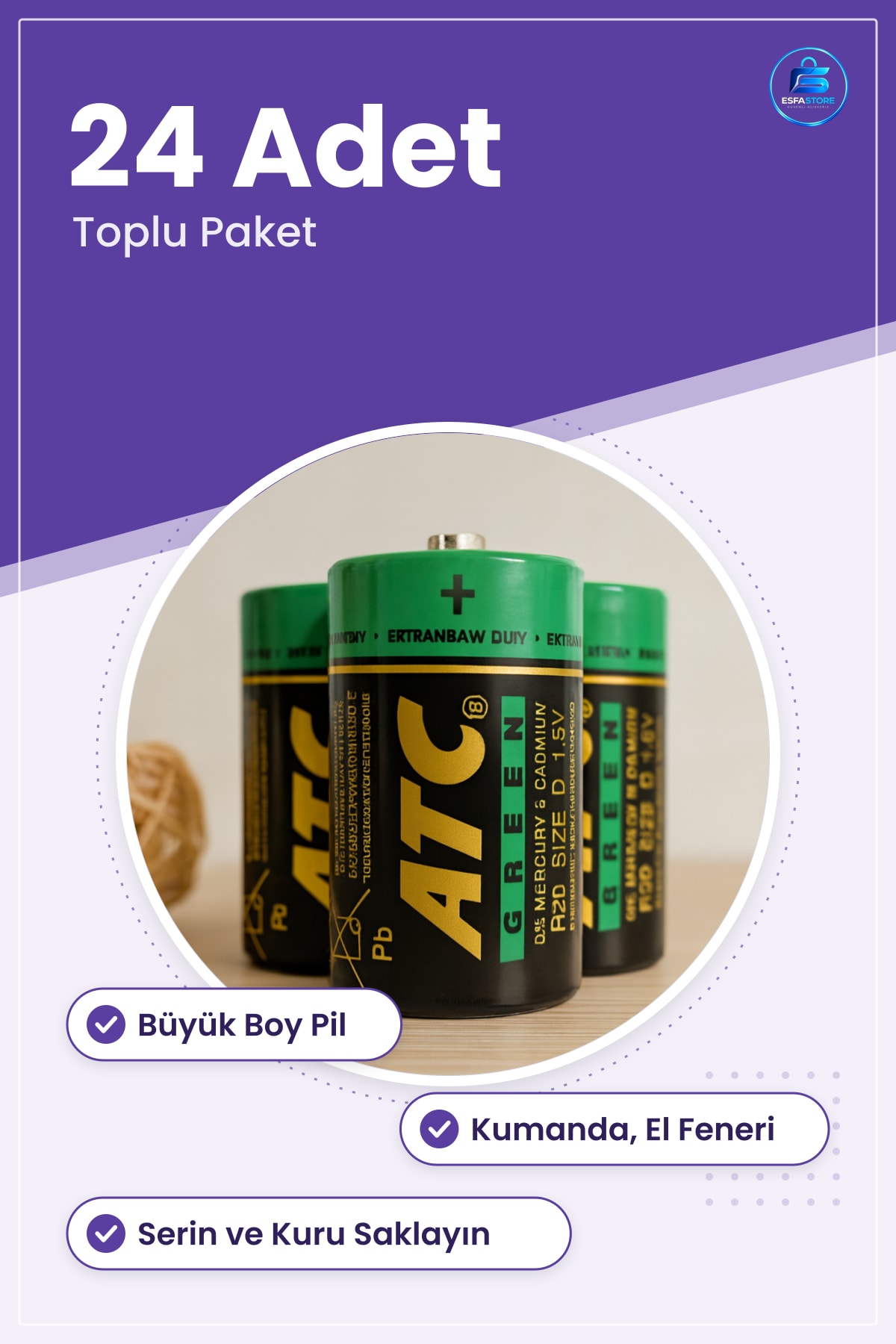 Büyük Boy Pil 24 Adet Uzaktan Kumanda El Feneri Oyuncak Ev Kullanımı Güvenilir Enerji Kaynağı D