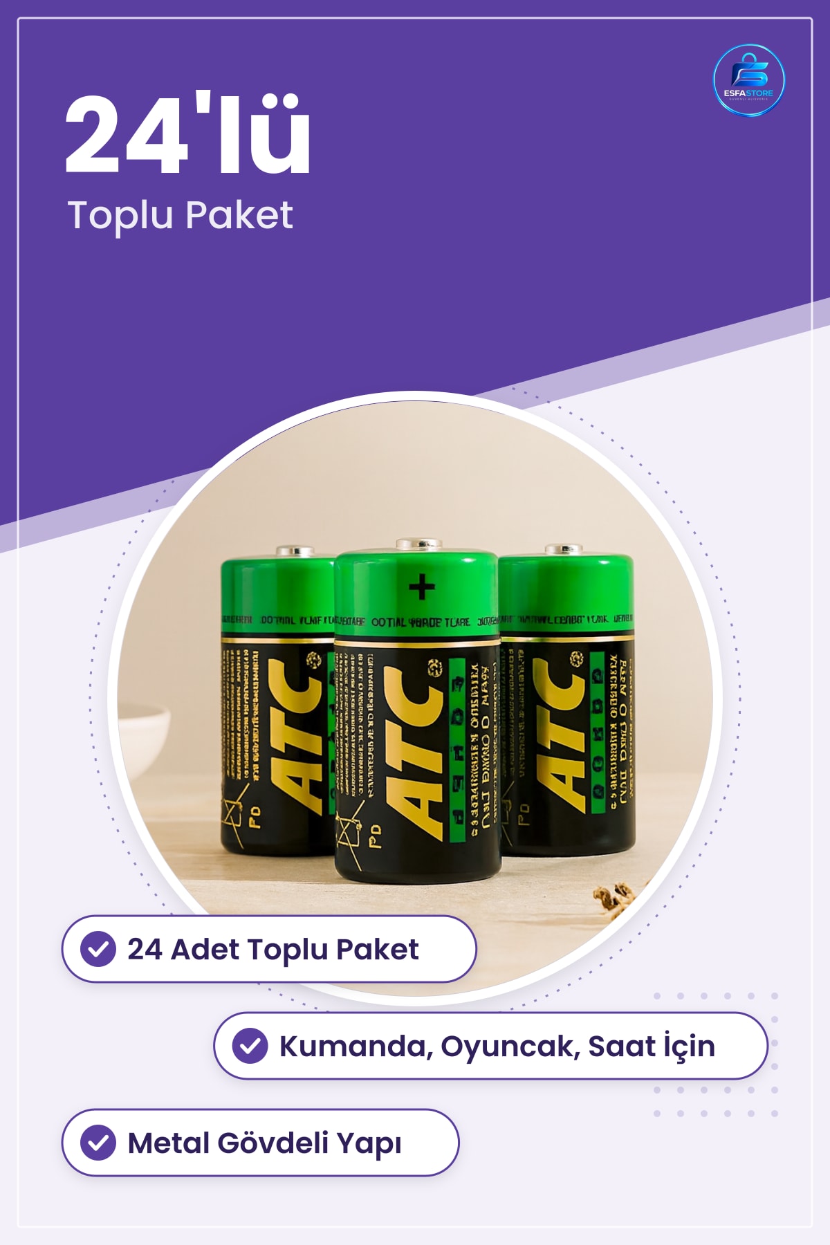 Orta Tip Pil 24 Adet Toplu Paket Kumanda Oyuncak Saat İçin Metal Gövdeli Yapı Uzun Ömürlü
