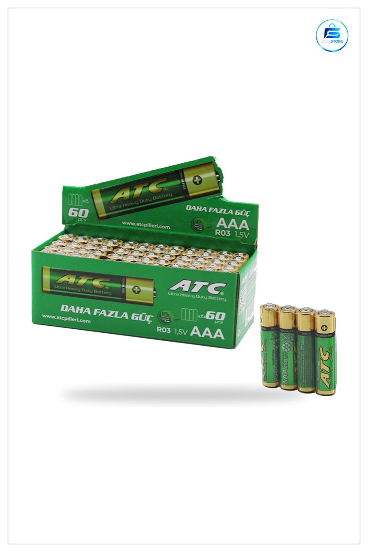 AAA İnce Pil 1.5V R03 Alkalin 60 Adet Kumanda Fare Oyuncak El Feneri Uzun Süreli