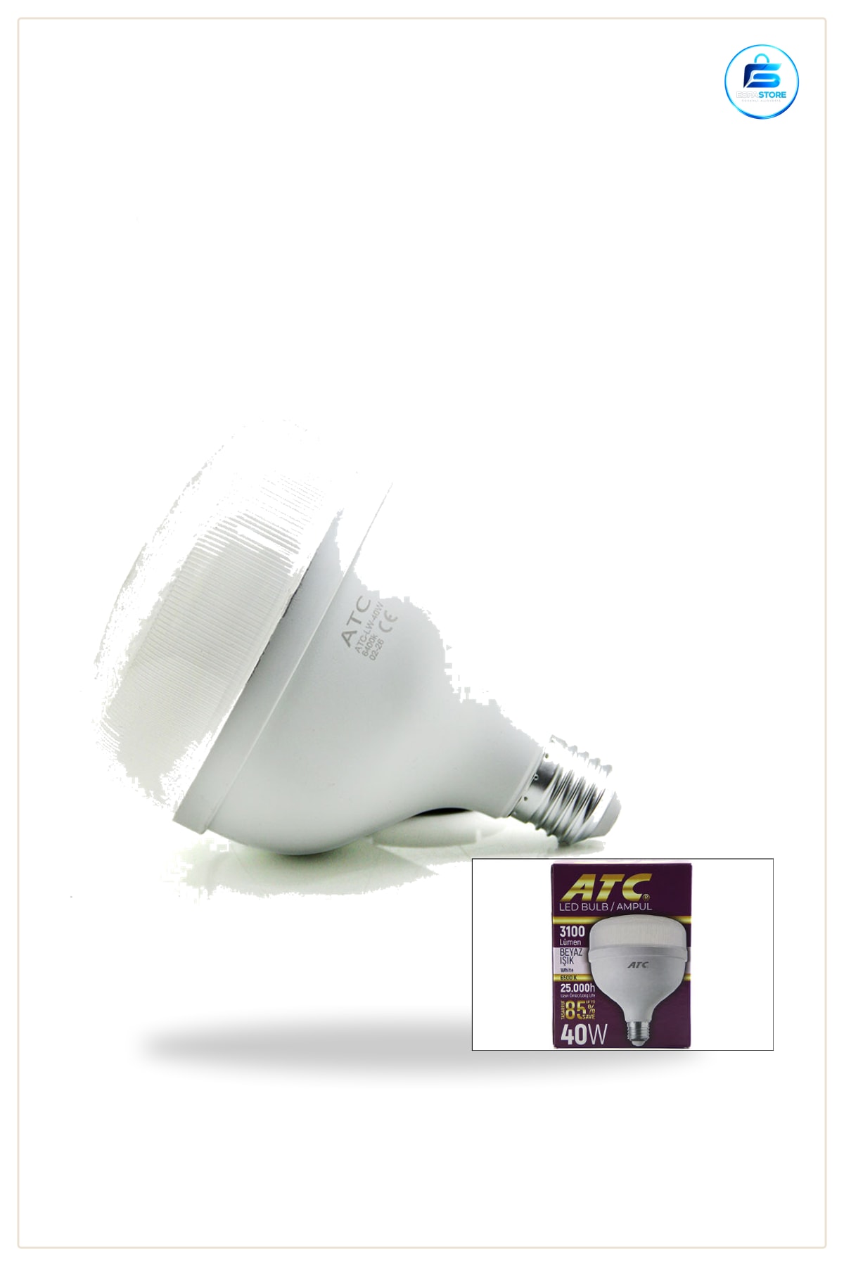 LED Ampul 40W E27 6500K Lümen Beyaz Işık Günışığı Enerji Tasarruflu Ev Ofis Depo Atölye