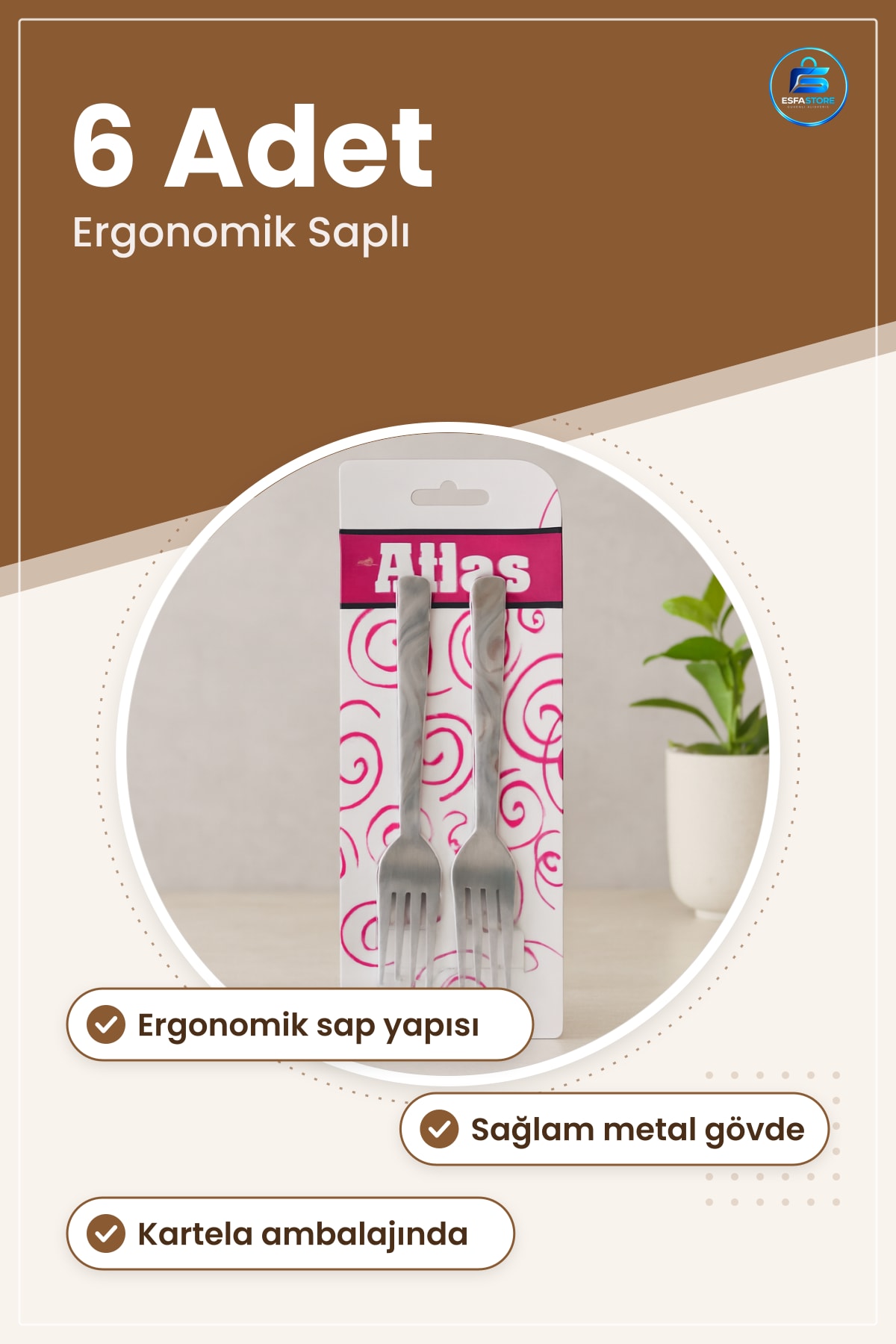 Metal Tatlı Çatalı 6 Adet Ergonomik Saplı Pasta Çay Saati Servis Sofra Takımı Mutfak