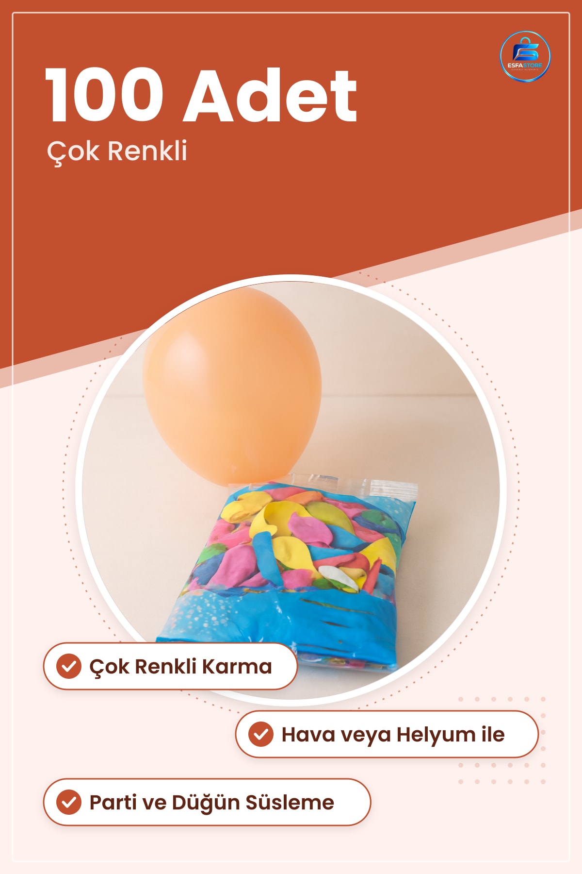 Lateks Balon 100 Adet Renkli Parti Doğum Günü Düğün Etkinlik Süsleme Dekorasyon Malzemesi