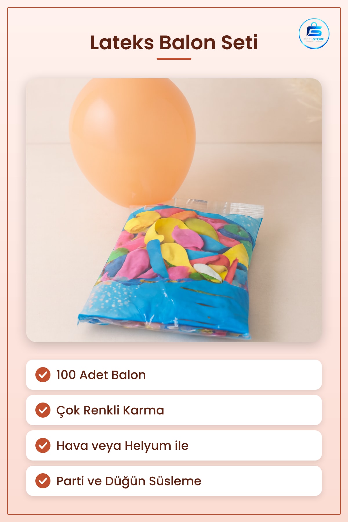 Lateks Balon 100 Adet Renkli Parti Doğum Günü Düğün Etkinlik Süsleme Dekorasyon Malzemesi
