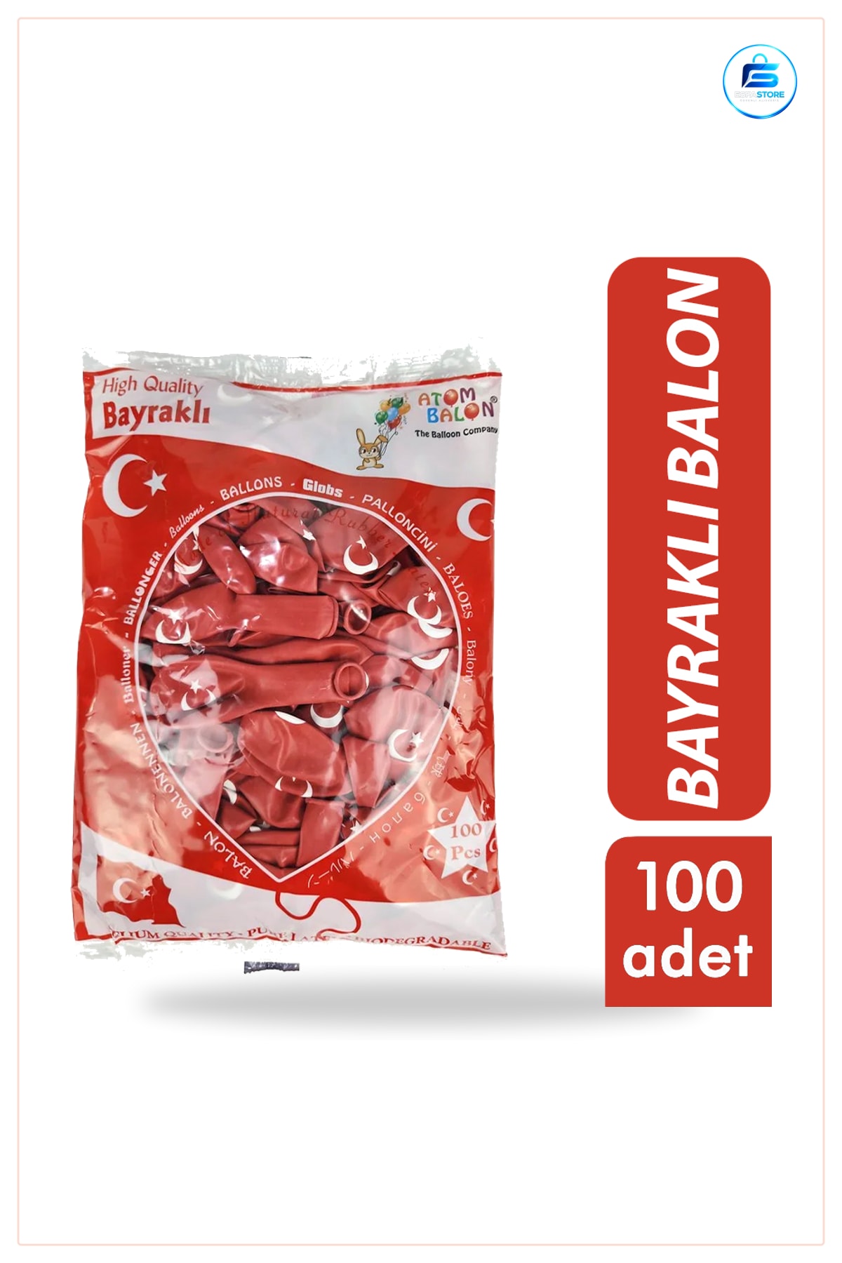 Bayraklı Lateks Balon 12 inç 100 Adet Doğum Günü Düğün Açılış Parti Süslemesi Kutlama