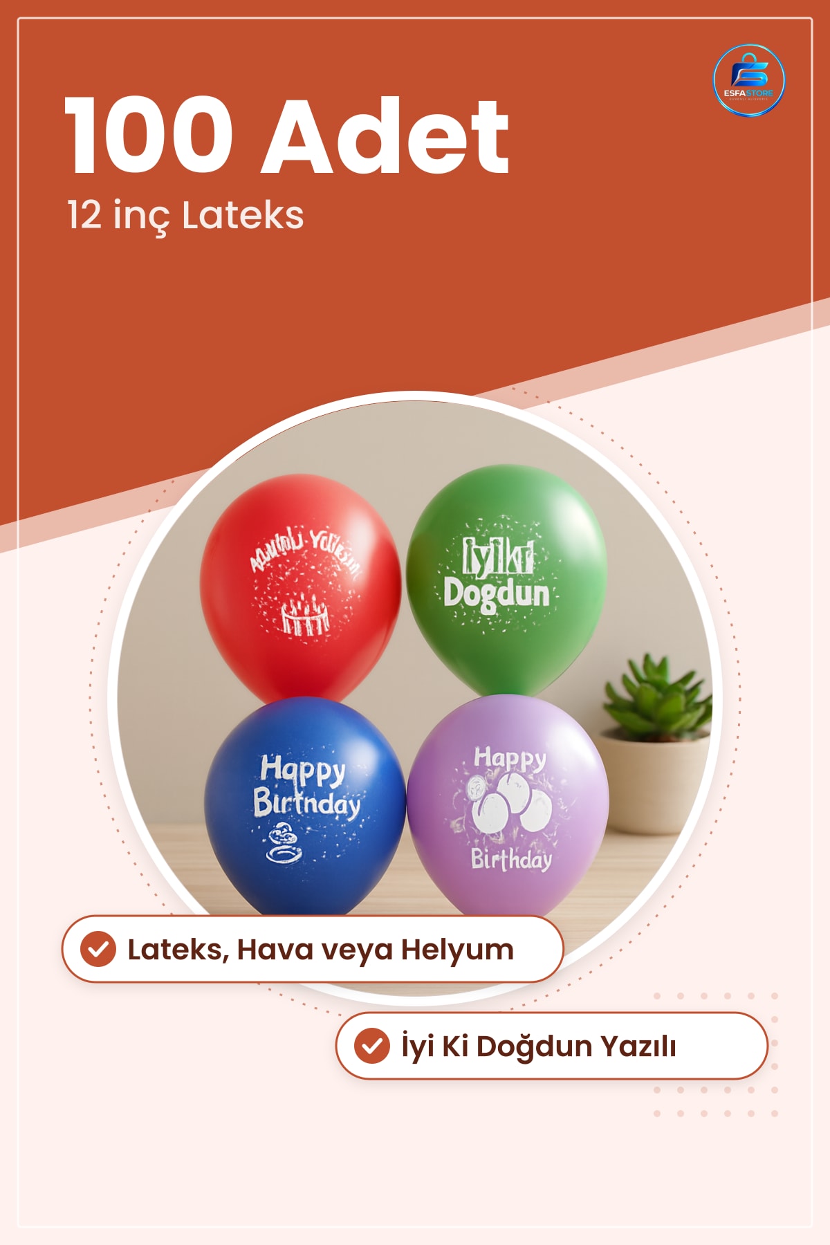 Balon İyi Ki Doğdun Doğum Günü 12 inç 100 Adet Lateks Parti Süsleme Dekorasyon Renkli