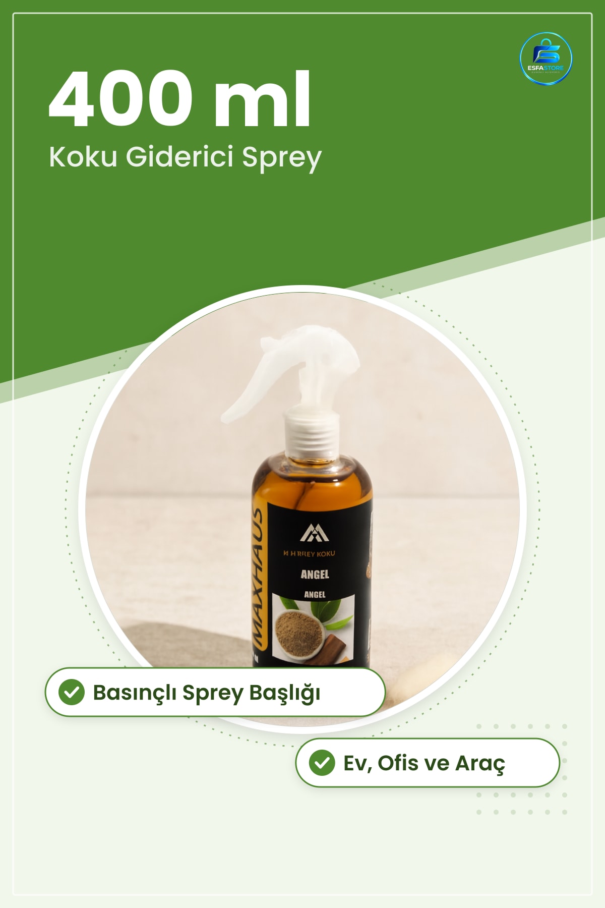 Oda Kokusu Sprey 400 ml Angel Koku Giderici ve Hava Temizleyici Ferahlatıcı Ev Ofis Araç