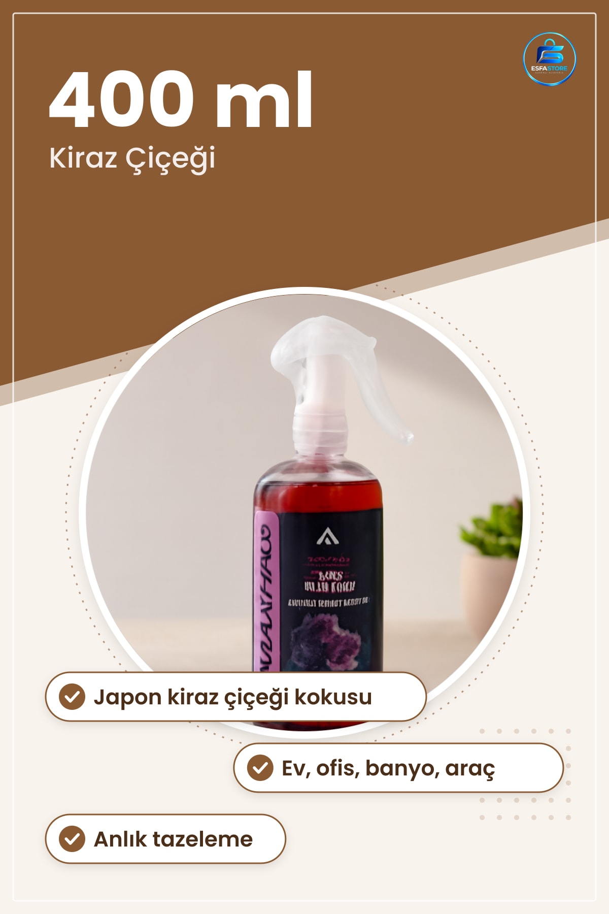 Japon Kiraz Çiçeği Oda Kokusu Sprey 400 ml Ev Ofis Banyo Araç Ferahlatıcı Koku Giderici