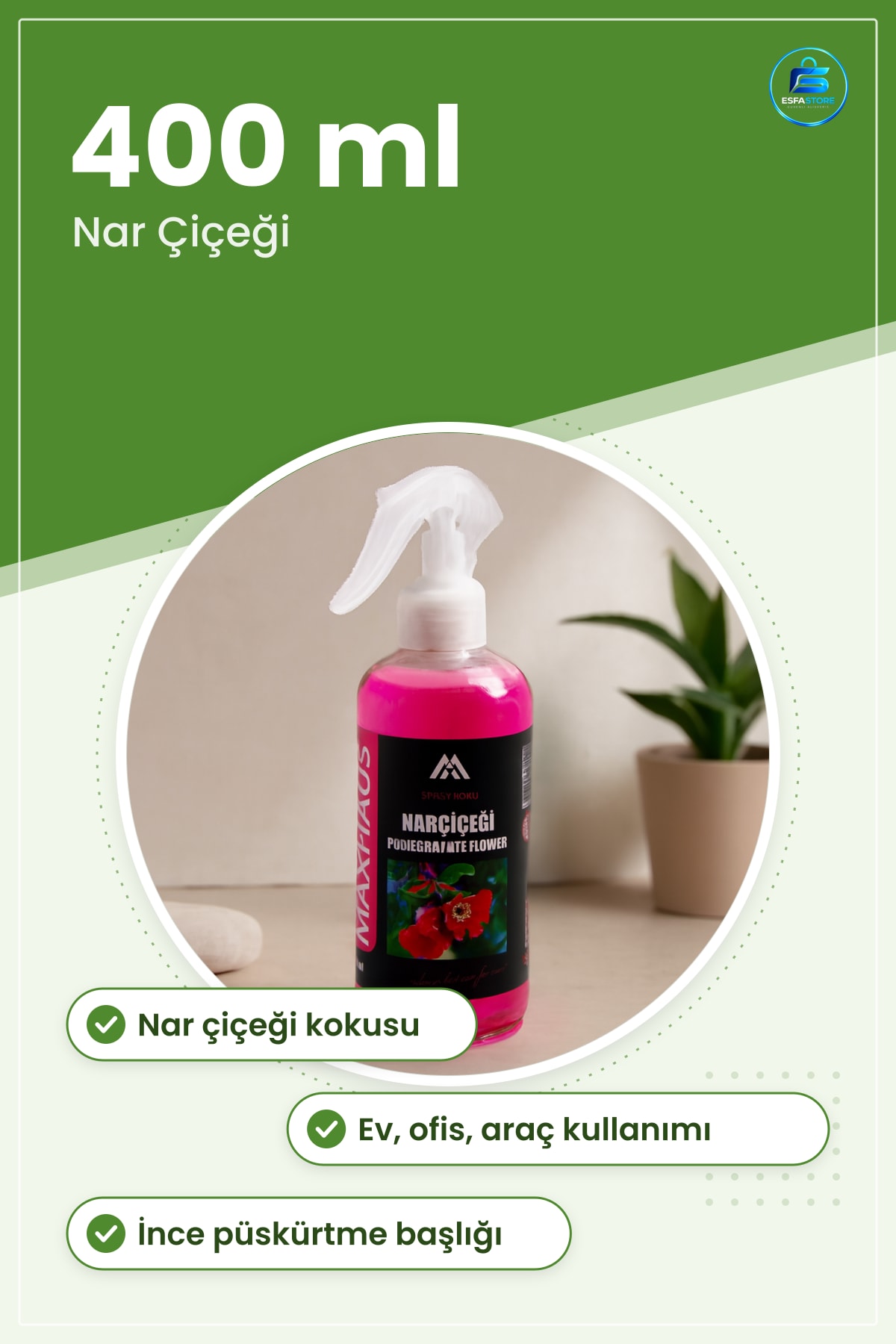 Oda Kokusu Sprey Nar Çiçeği 400 ml Ev Ofis Araç Tuvalet Hava Ferahlatıcı Koku Giderici