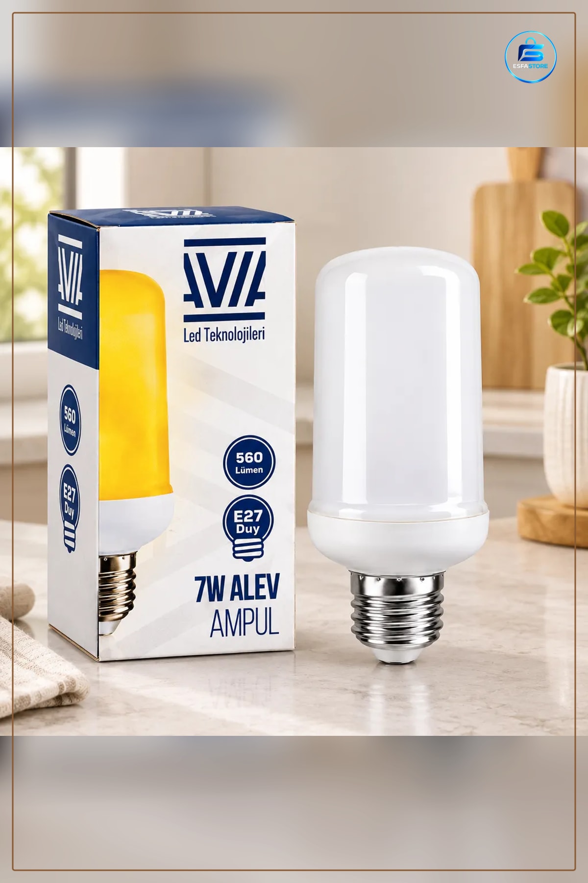Alev Görünümlü Ampul 7 W Lümen E27 Duy Dekoratif Efekt Aydınlatma Oturma Odası Kafe Aplik Avize