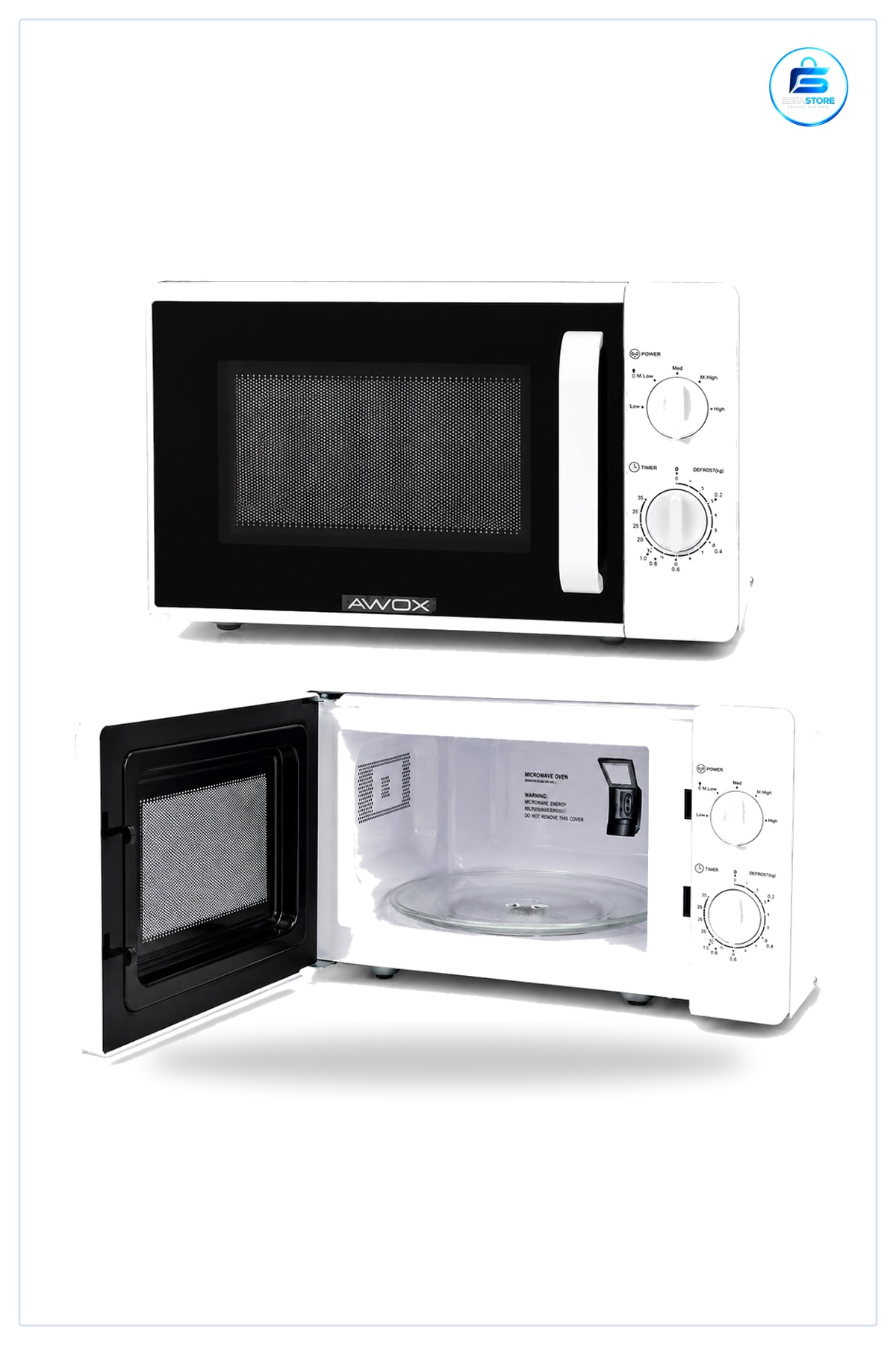 Mikrodalga Fırın 20 L 700 W Buz Çözme Fonksiyonlu 5 Güç Kademeli Beyaz Kompakt Mutfak Ev Ofis