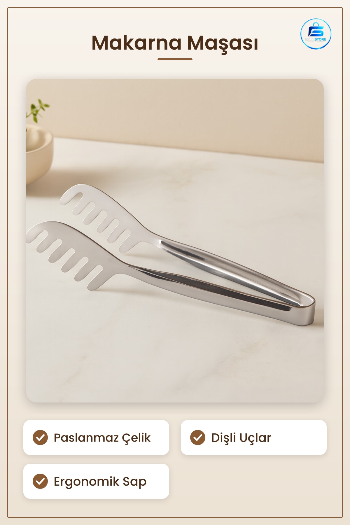 Lüks Makarna Maşası Paslanmaz Çelik Spatula Mutfak Servis Aracı Yemek Hazırlık Gümüş Renk