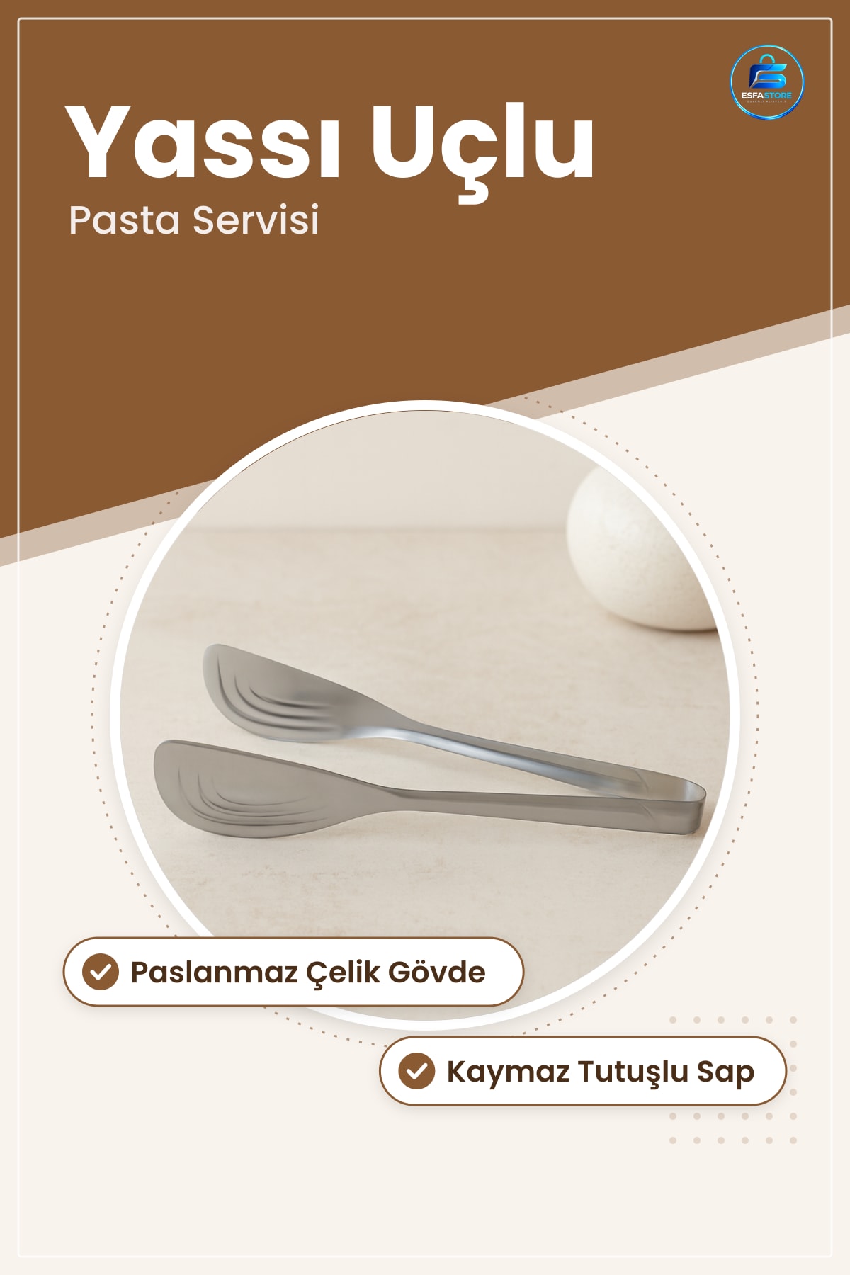 Spatula Maşa Paslanmaz Çelik Lüks Yassı Uçlu Pasta Servis Maşası Mutfak Sofra Kaymaz Saplı