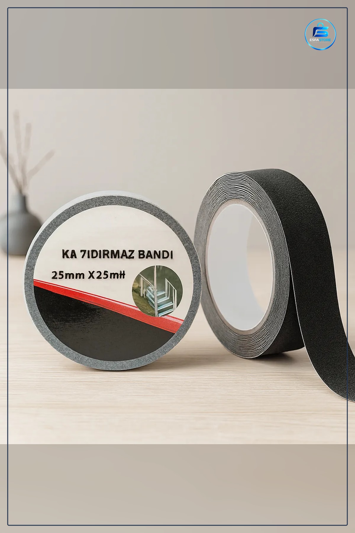 Kaydırmaz Bant 25mm x 25m Siyah Merdiven Rampa Platform Islak Zemin Kayma Önleyici