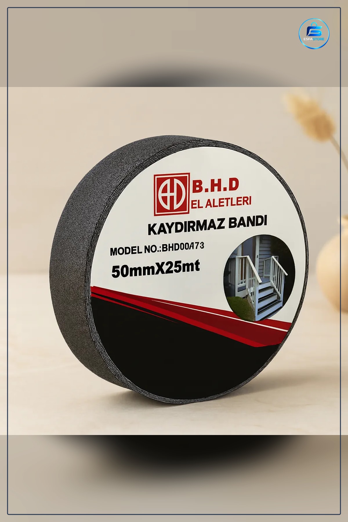 Kaydırmaz Bant 50 mm x 25 m Siyah PVC Merdiven Basamak Rampa Depo Banyo Balkon Güvenlik Bandı Kayma