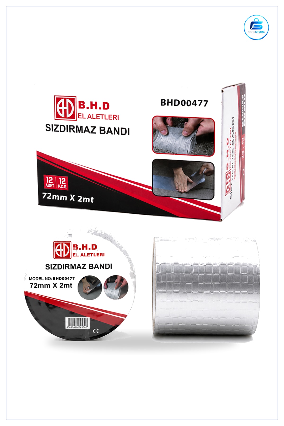 Sızdırmaz Tamir Bandı 72mm x 2m Su Geçirmez Kendinden Yapışkanlı Sakız Esnek Hızlı Onarım