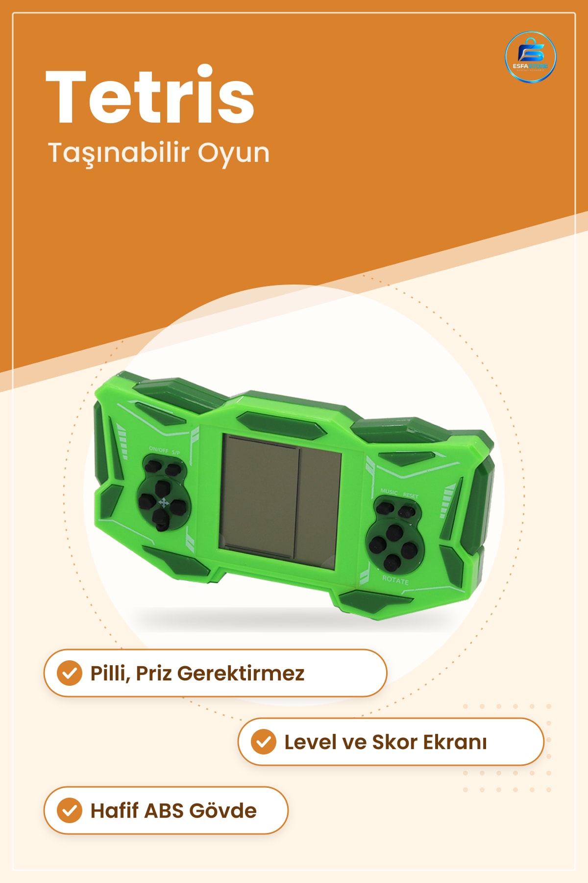 Elektronik Oyun Tetris Pilli Level Skor Ekranlı Taşınabilir Çocuk Oyuncak Klasik Retro
