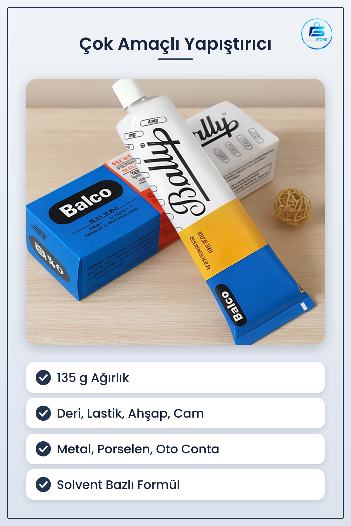 Çok Amaçlı Yapıştırıcı 135 g Deri Lastik Ahşap Cam Porselen Metal Solvent Bazlı Tamir