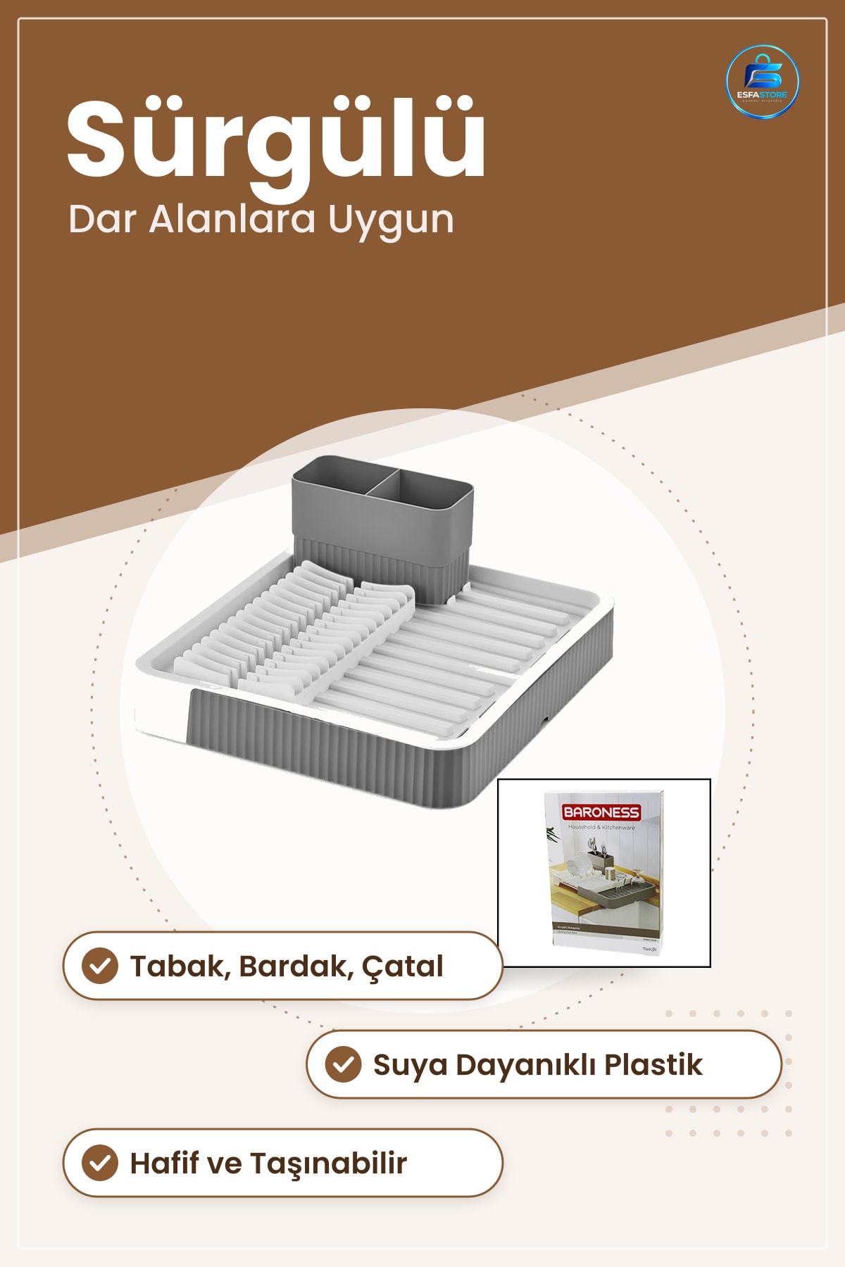 Plastik Bulaşıklık Sürgülü Tabak Kurutma Rafı Çatal Bıçaklık Mutfak Tezgah Üstü Düzenleyici