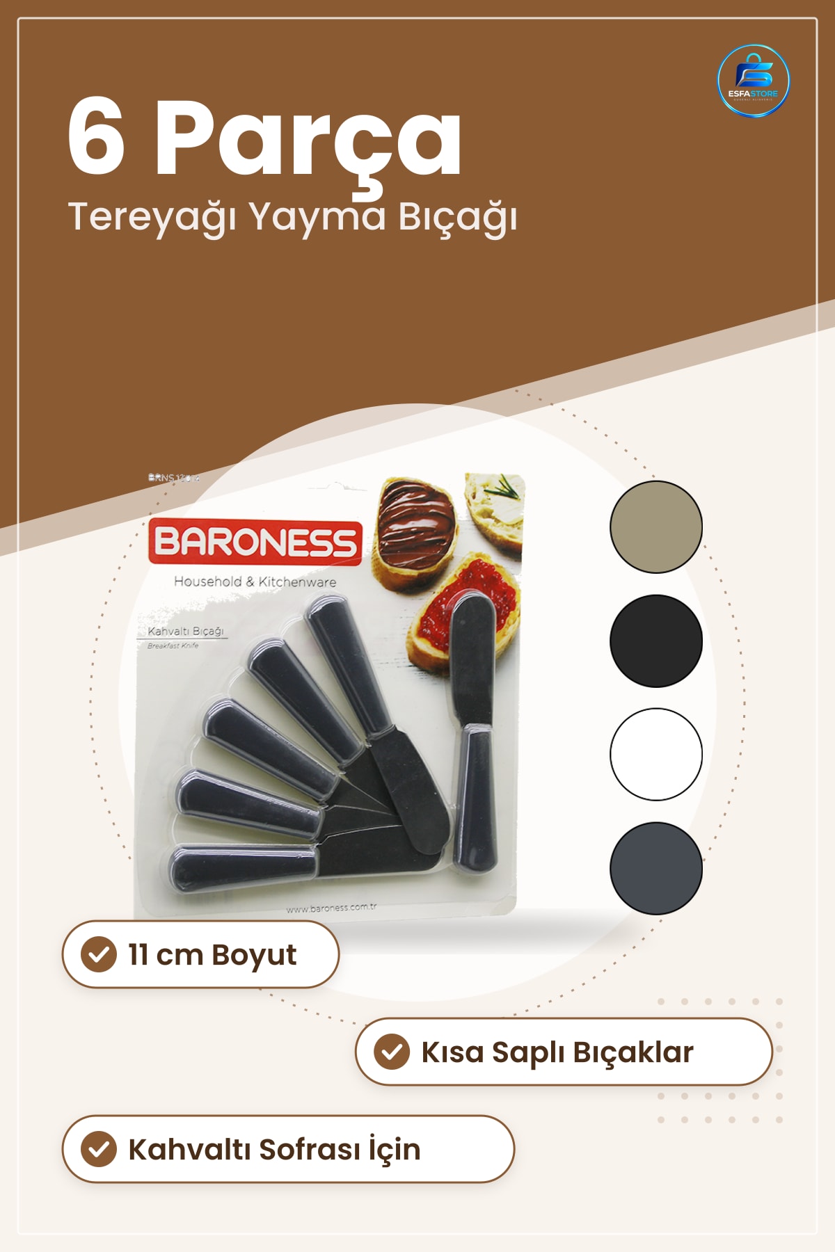 Kahvaltı Takımı 6 Parça Tereyağı Yayma Bıçağı Seti 11 cm Mutfak Sofra Servis Kullanışlı Pratik