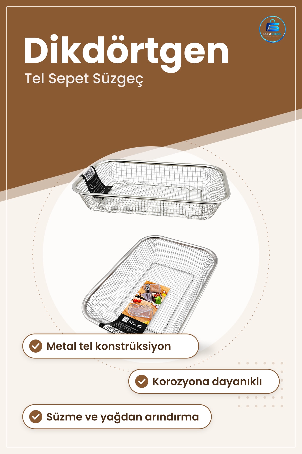 Dikdörtgen Tel Sepet Metal Süzgeç Mutfak Yıkama Çok Amaçlı Yemek Hazırlık Kullanım Sepeti