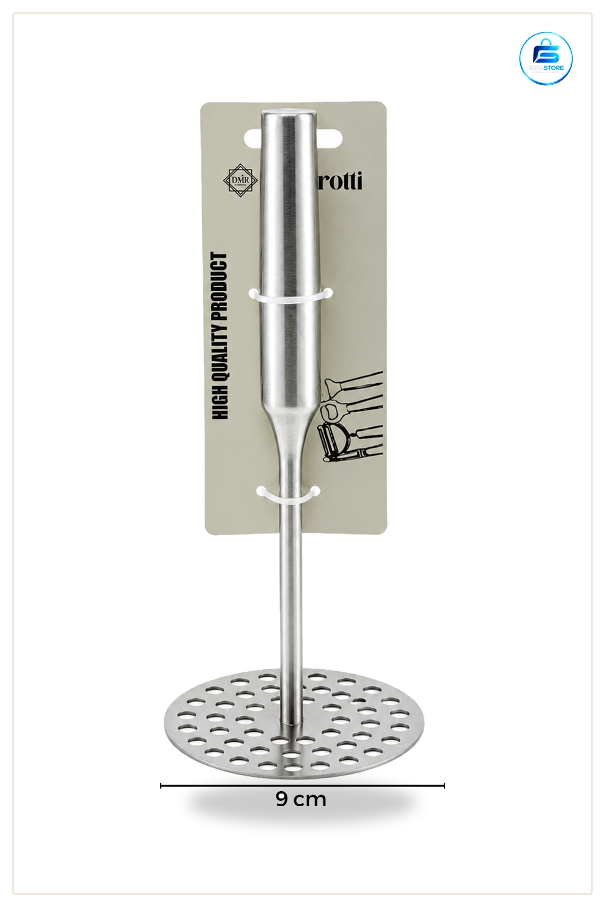 Metal Patates Ezici Havan 26.5 cm Ezme Başlığı Tek Parça Püre ve Bebek Maması Mutfak Aleti
