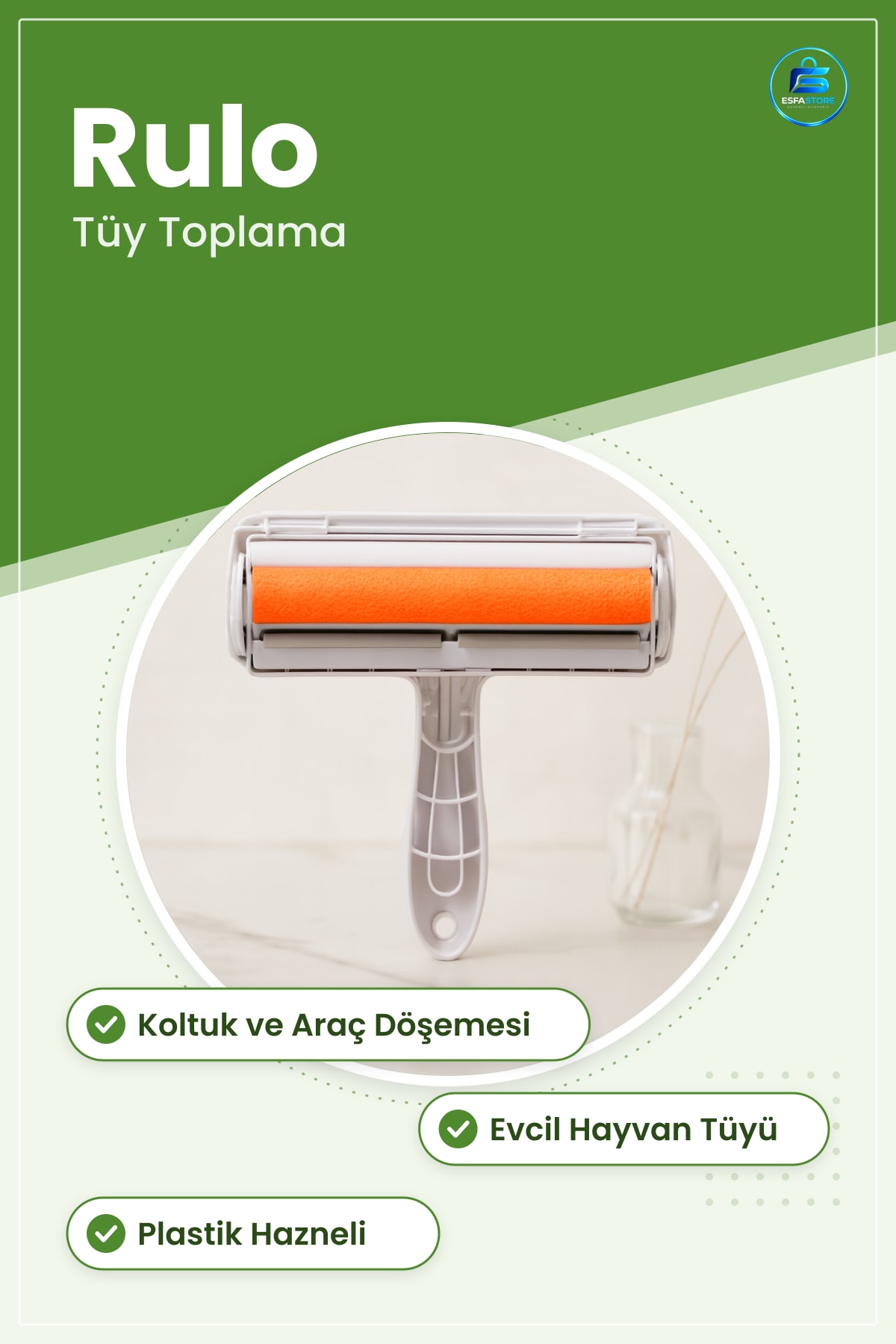 Tüy Toplayıcı Rulo Yaprak Plastik Hazneli Kummaş Koltuk Araç Döşemesi Evcil Hayvan Kl Temizlik