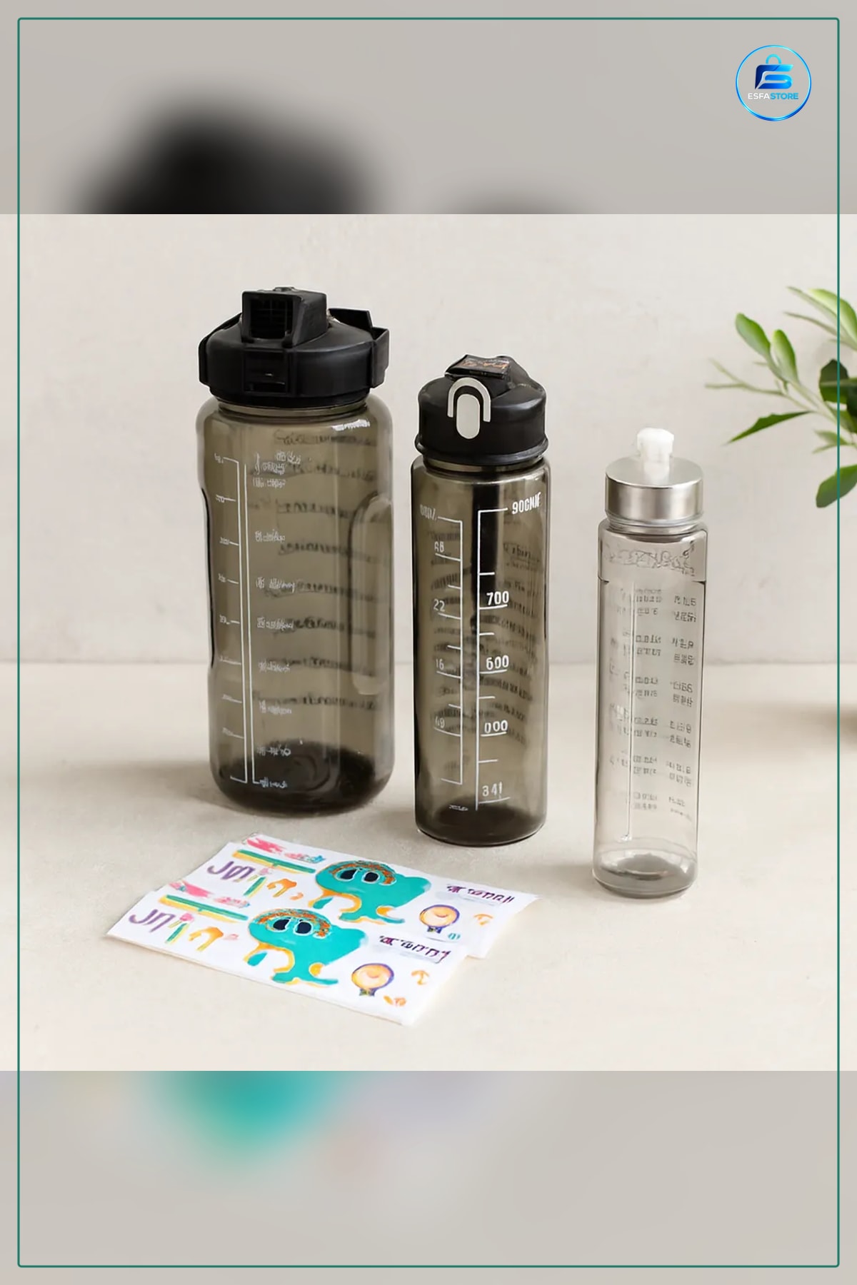 Pipetli Motivasyon Suluk Matara 3 Parça 2000 ML Telefonluklu Tritan Spor Kullanışlı