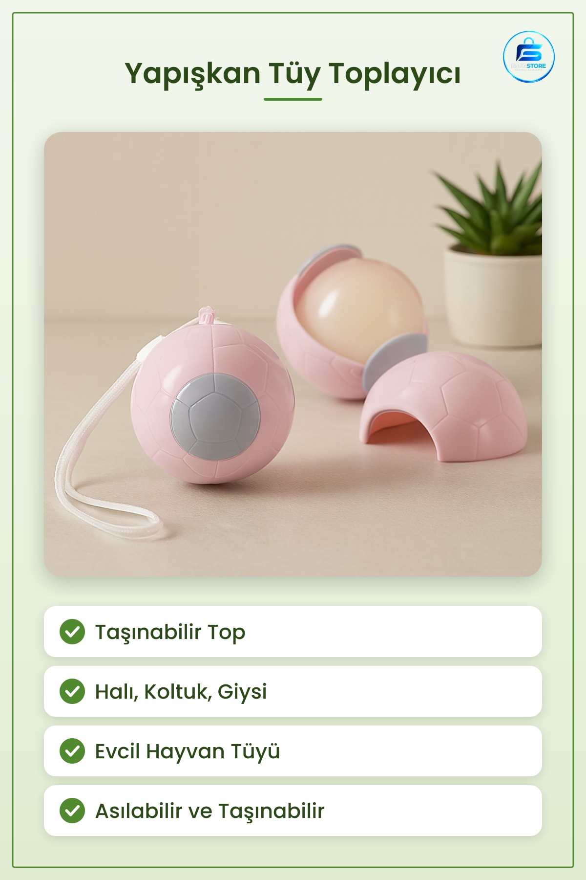 Yapışkan Tüy Toplayıcı Top Taşınabilir İpli Renkli Giysi Koltuk Halı Evcil Hayvan Temizlik