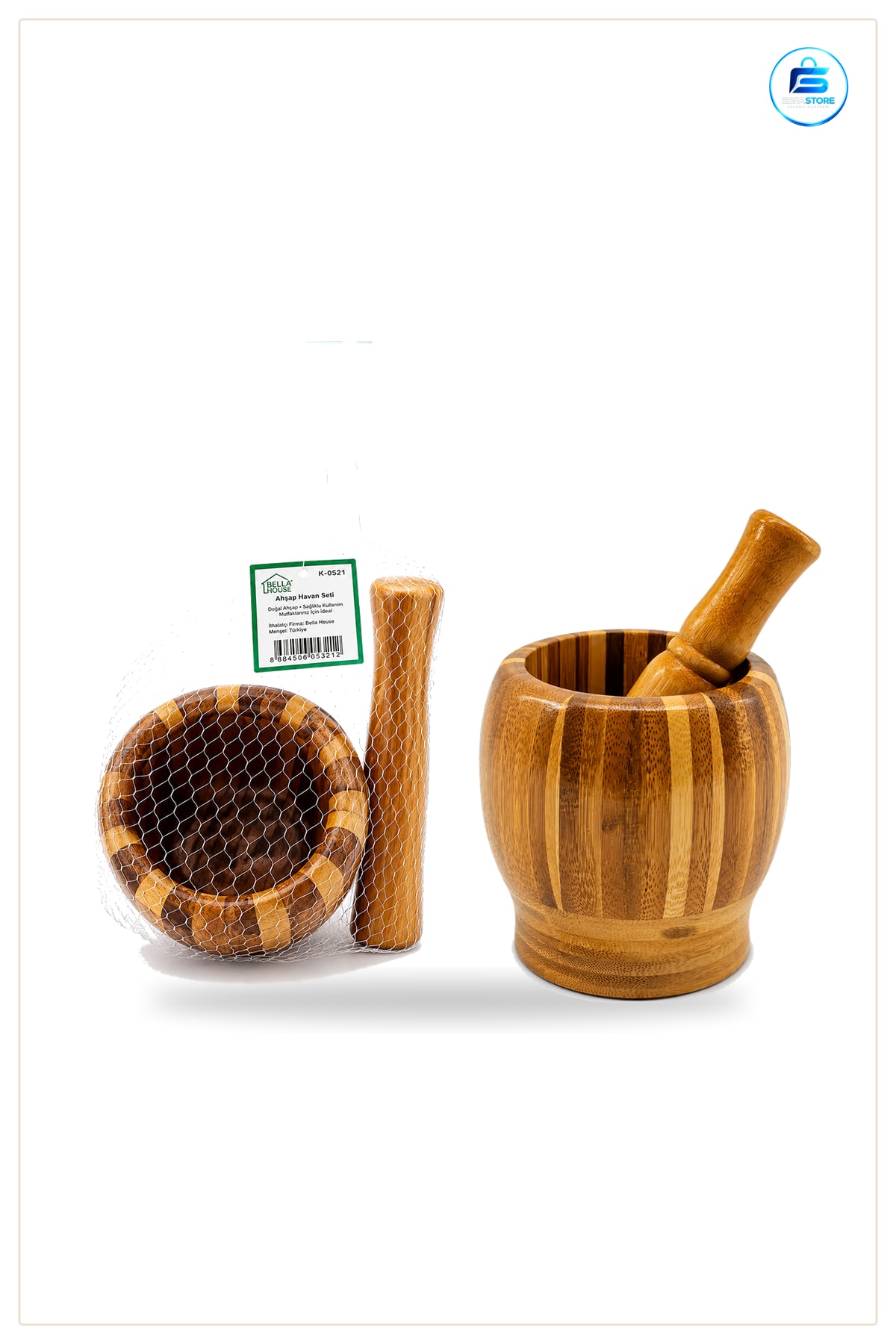 Ahşap Bambu Havan Sarımsak Dövecek 8 cm Doğal Mutfak Baharat Ezme Sos Hazırlama Pratik