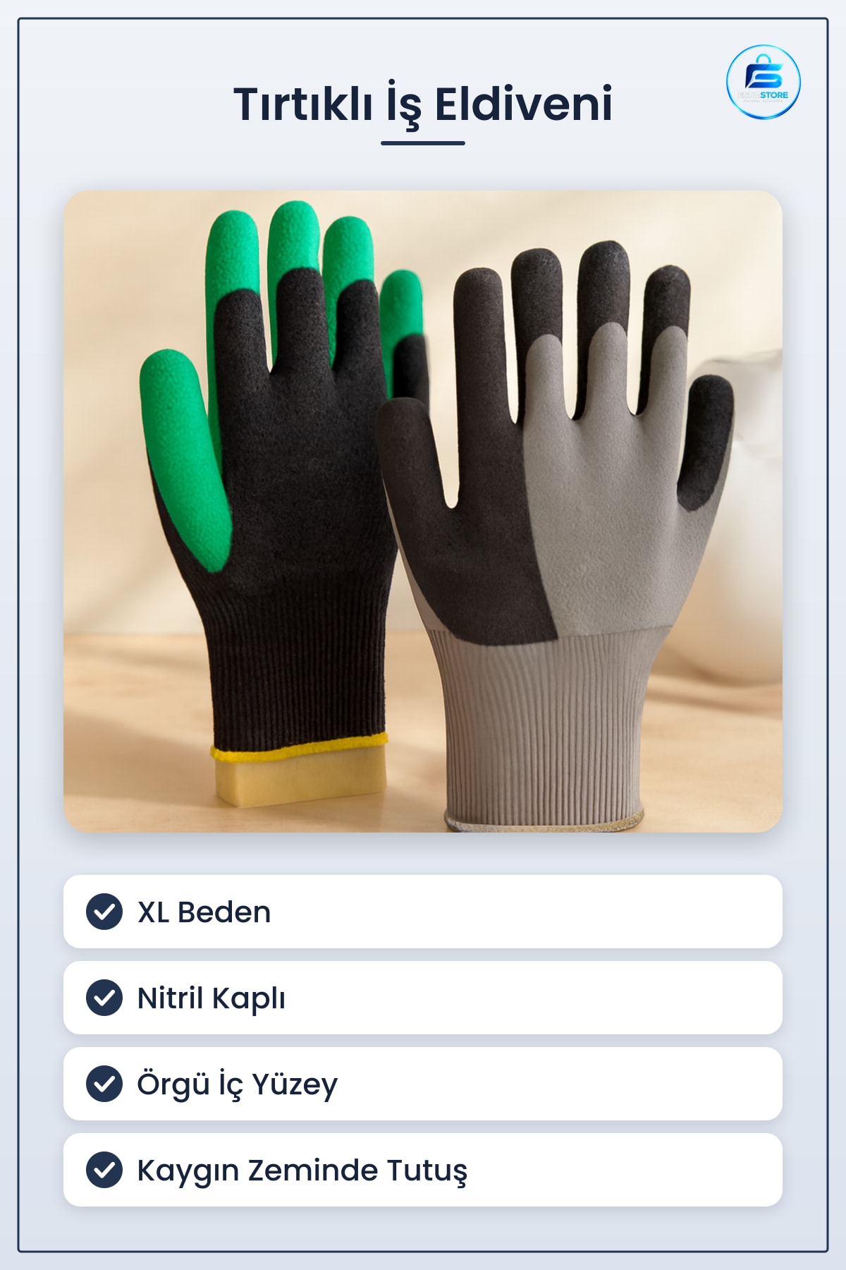 Tırtıklı İşçi Eldiveni XL Nitril Kaplı Örgü Kavrama Güvenlik İş Koruyucu Ağır Antrasit