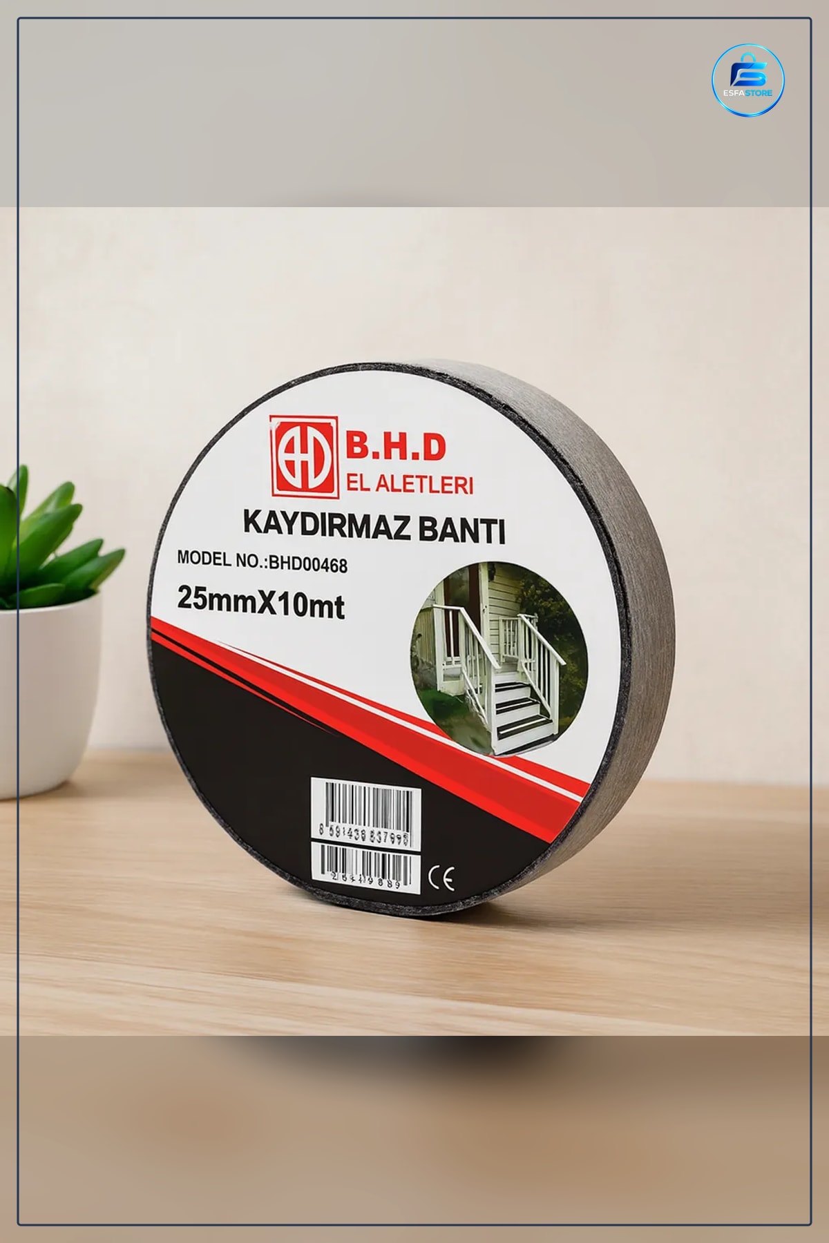 Kaydırmaz Bant 25 mm x 10 m Siyah PVC Merdiven Basamak Rampa Balkon Banyo Güvenlik Bandı Pratik