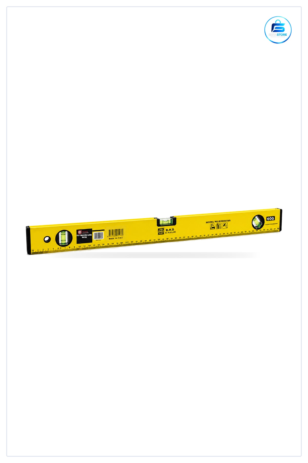 Su Terazisi 60 cm Metal Gövdeli Cam Libelleli Yatay Dikey Ölçüm Montaj Marangoz Tesisat